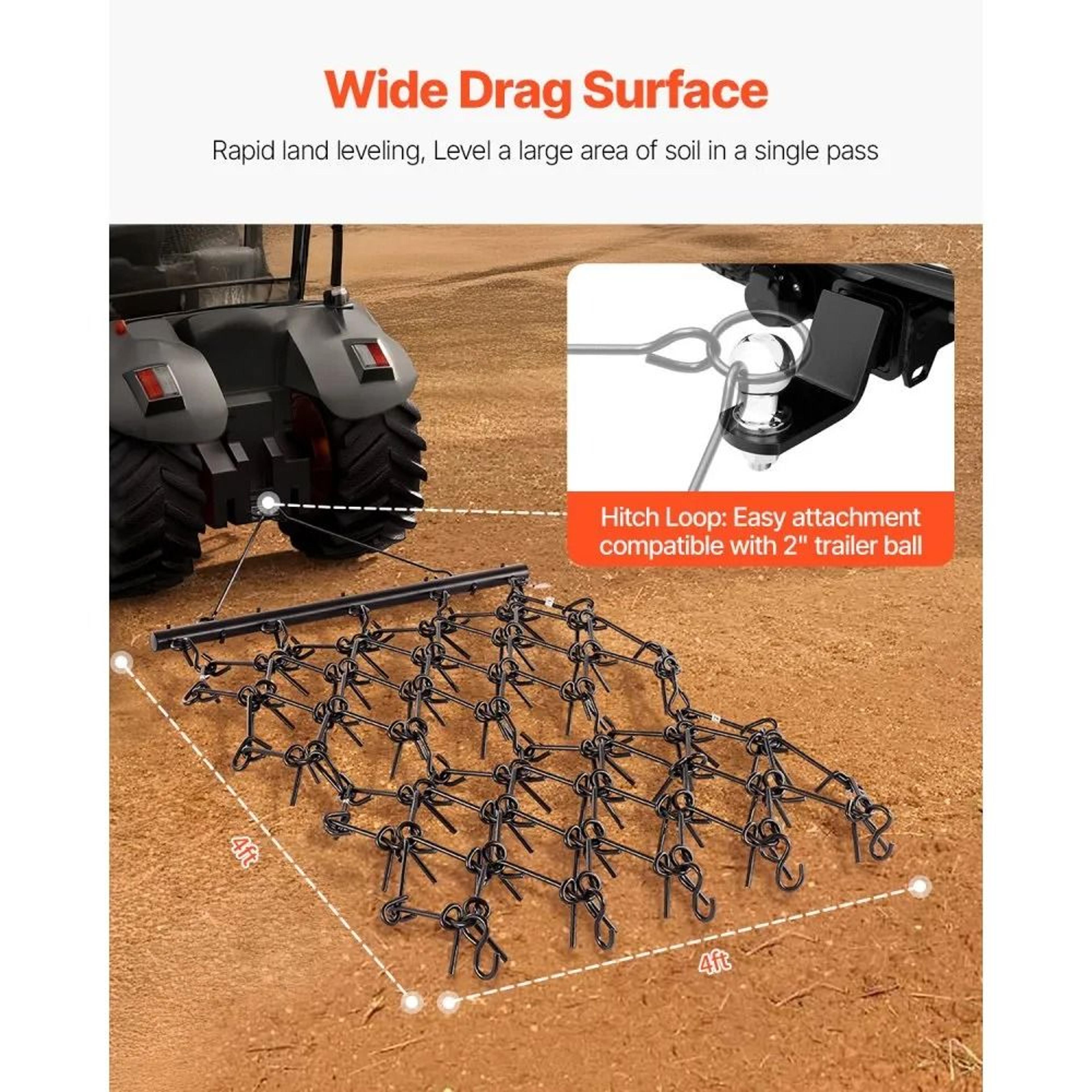 HeavyDuty Drag Chain Harrow With 69 Steel Tines For ATV UTV And Tractor 2