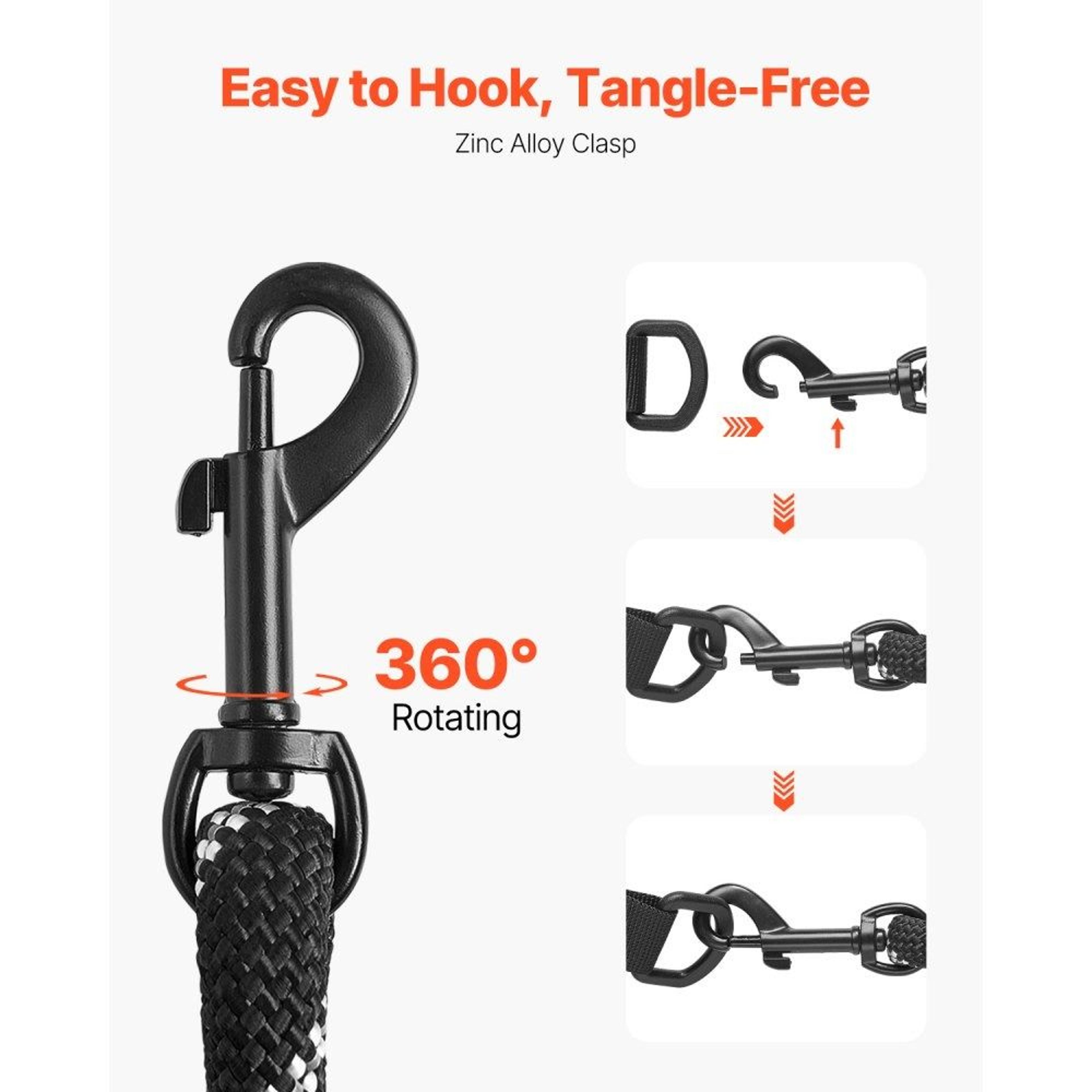 Heavy Duty Rope Dog Leash With Reflective Nylon And Padded Handle For Medium And Large Dogs 2
