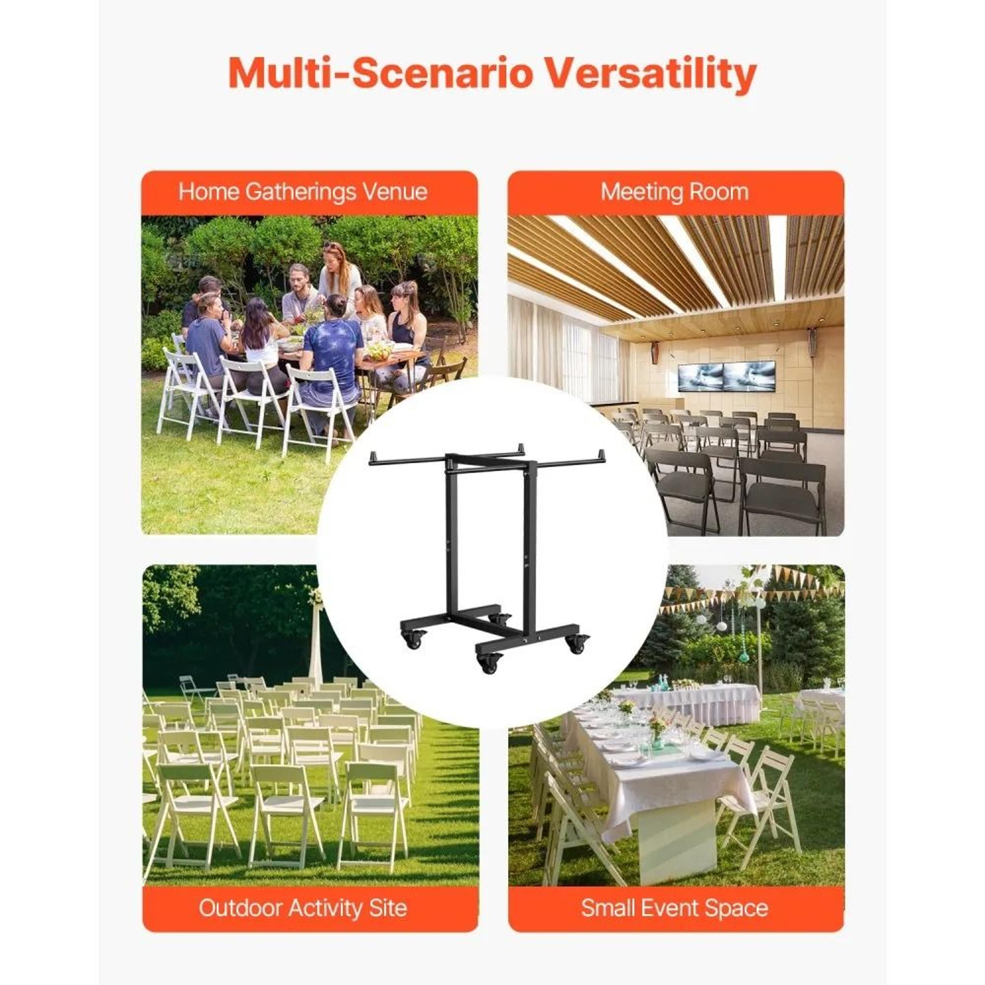 Folding Chair Storage Cart With 200 LB Capacity And Swivel Wheels For 14 Chairs 6