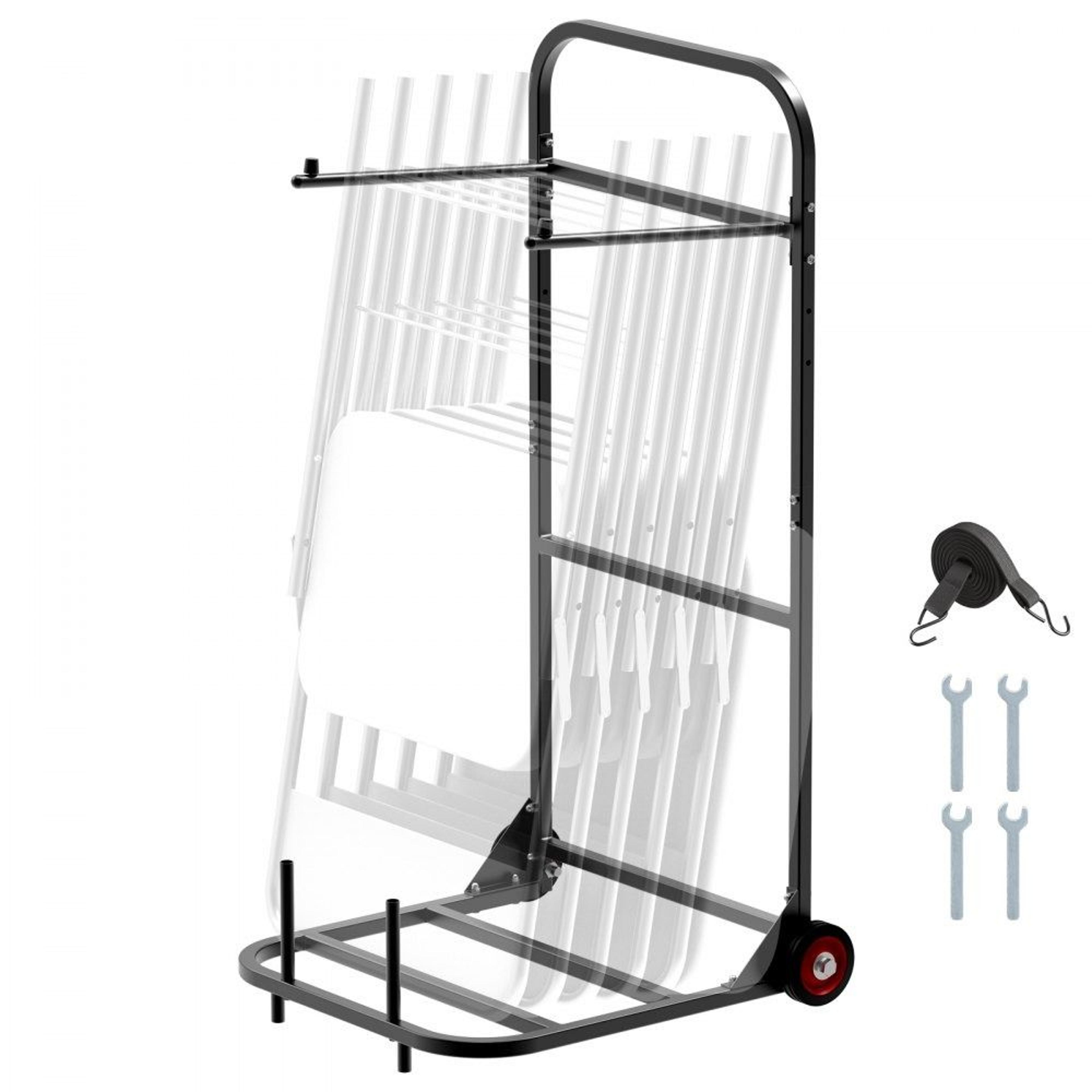 folding chair storage rack with 100 lb capacity and heavy-duty rolling cart