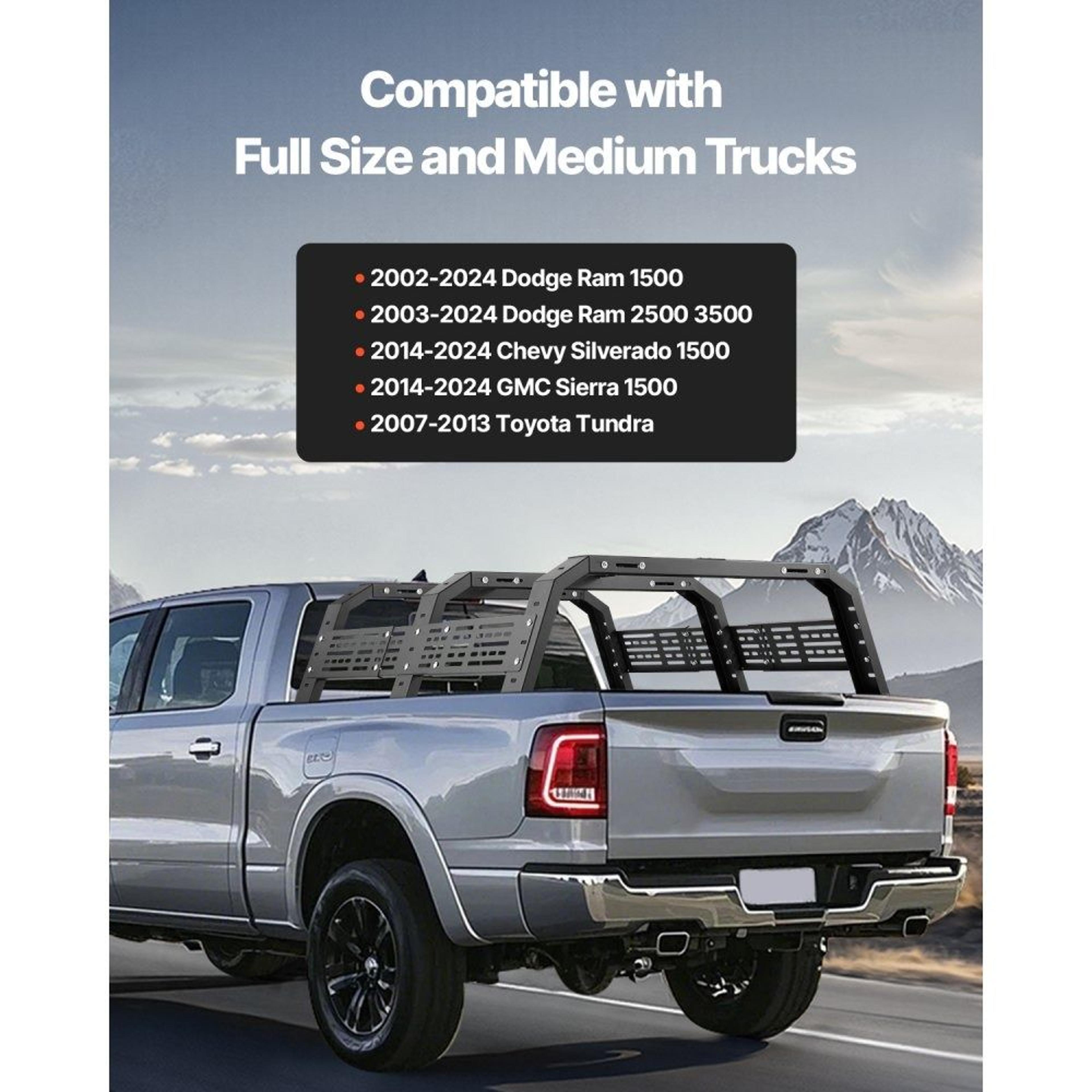Overland Truck Bed Rack With Adjustable Width And 900 Lb Static Load Capacity 2
