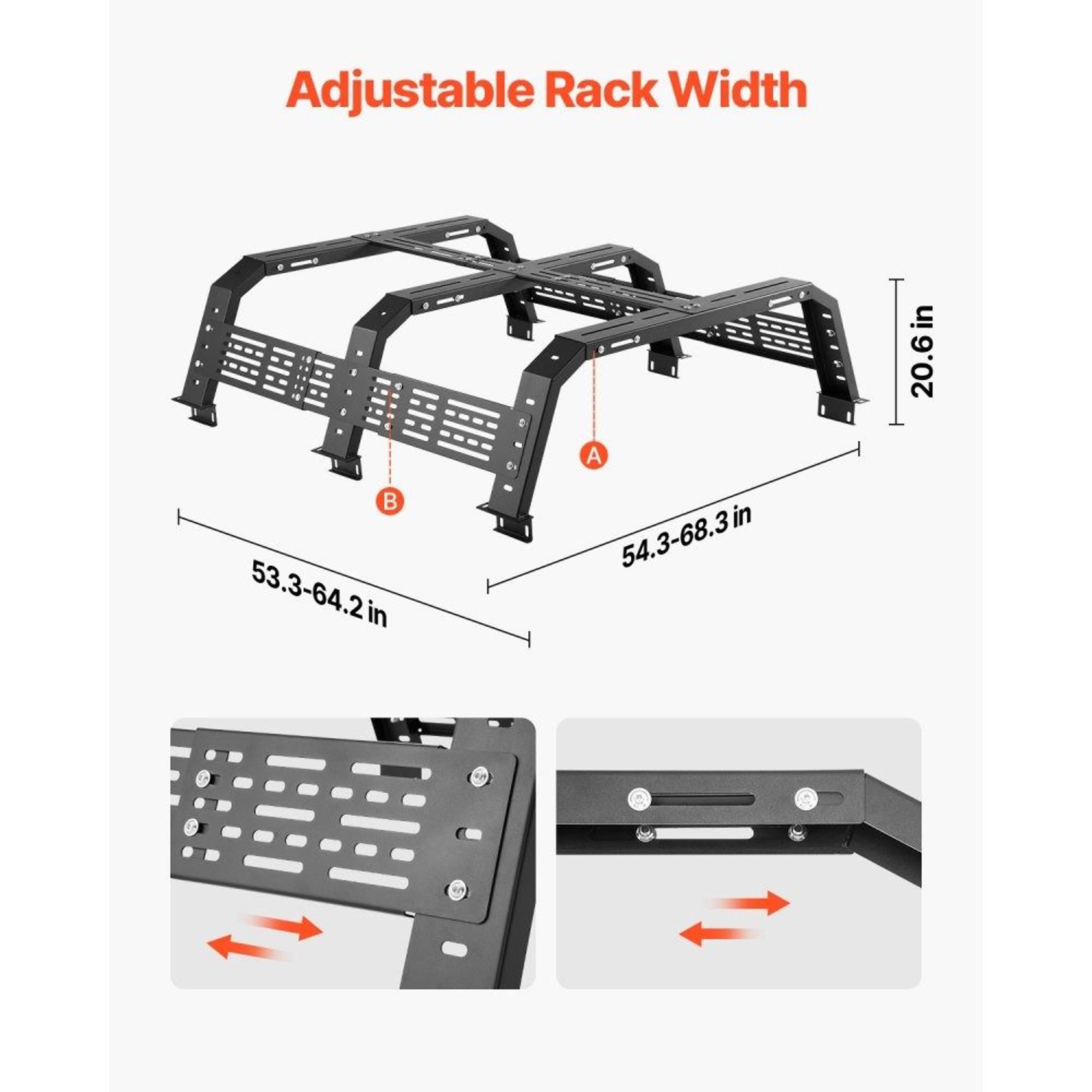 Overland Truck Bed Rack With Adjustable Width And 900 Lb Static Load Capacity 5