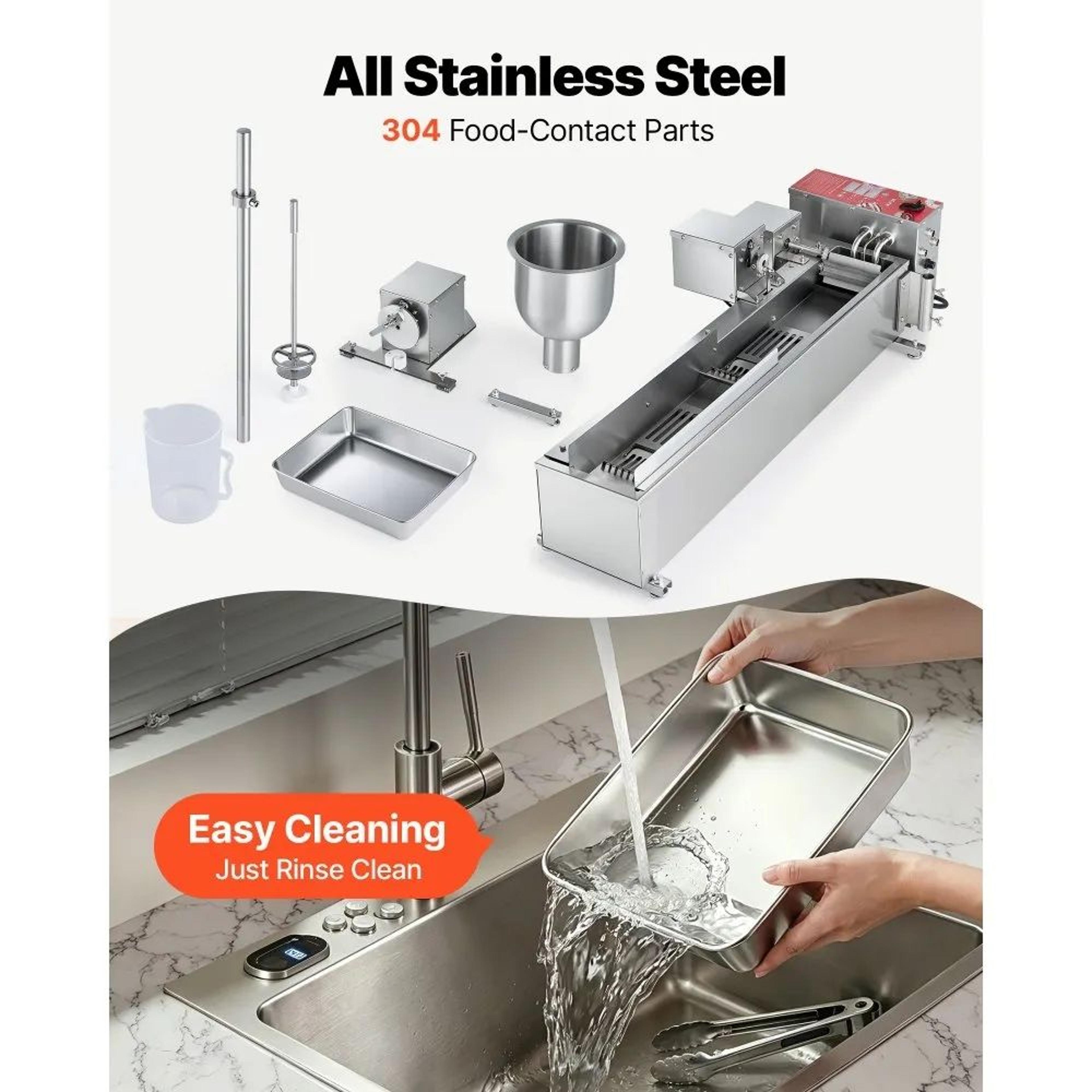 Commercial Automatic Donut Machine 3000W Stainless Steel Fryer With 3 Size Molds 4
