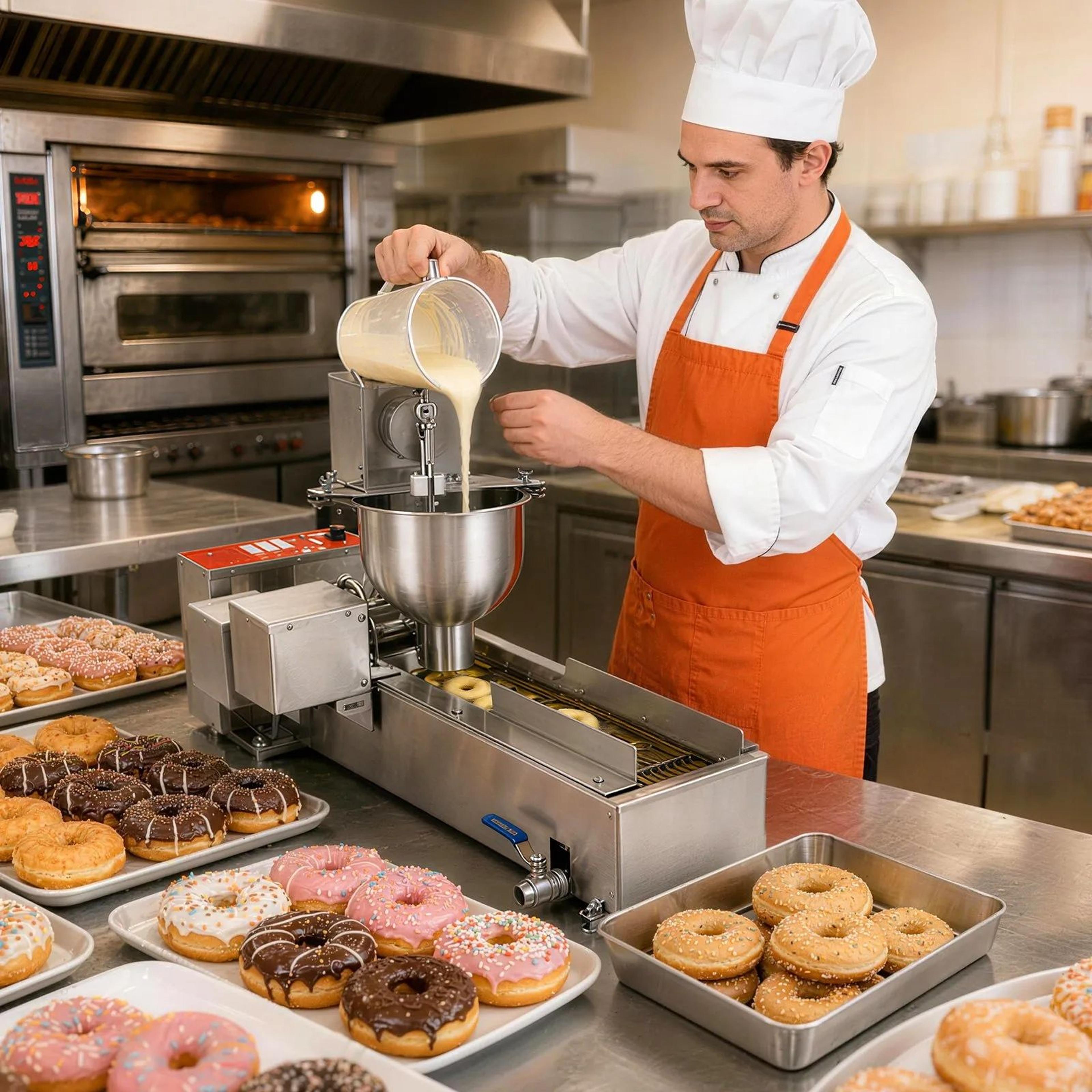 Commercial Automatic Donut Machine 3000W Stainless Steel Fryer With 3 Size Molds 5