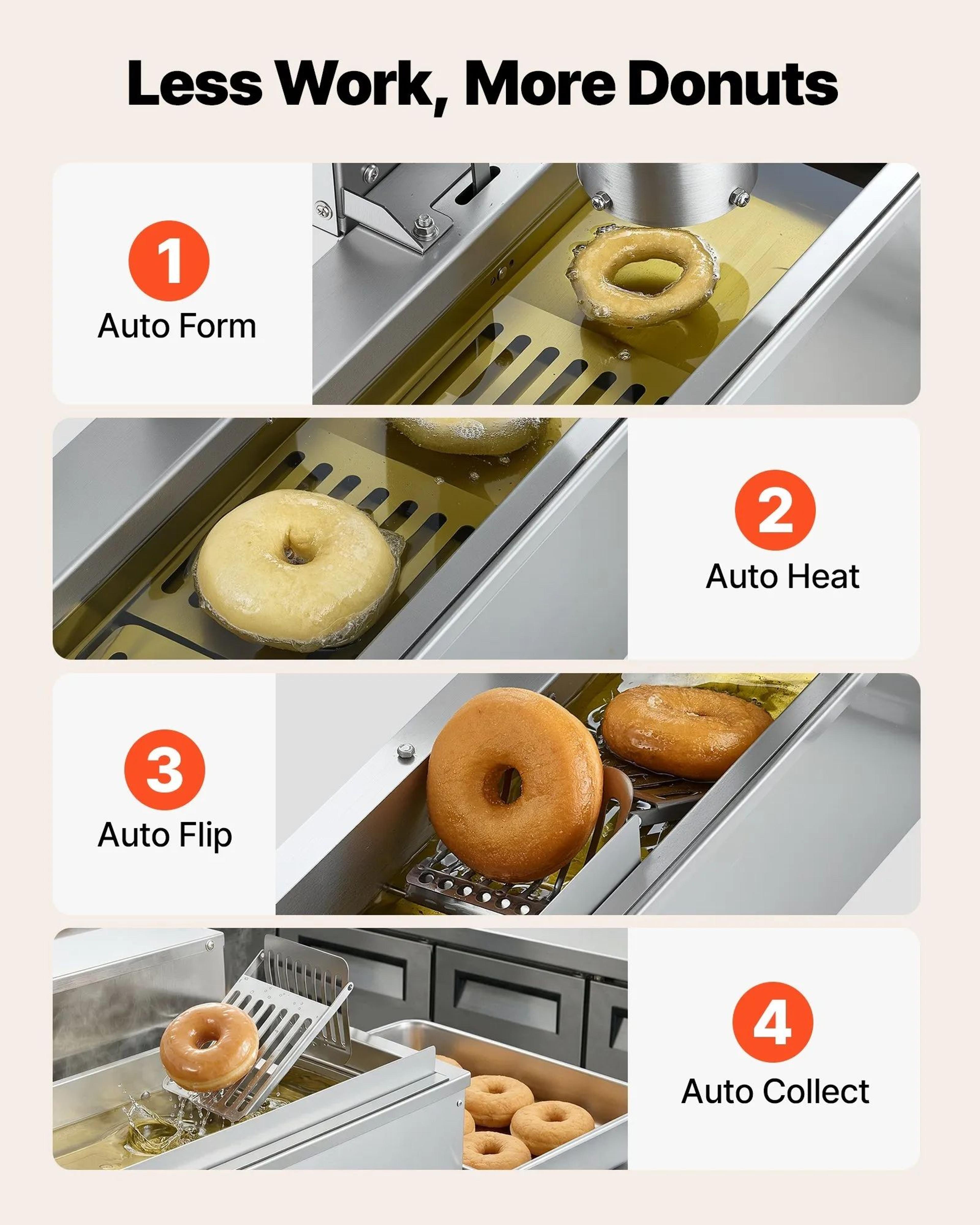 Commercial Automatic Donut Machine 3000W Stainless Steel Fryer With 3 Size Molds 3