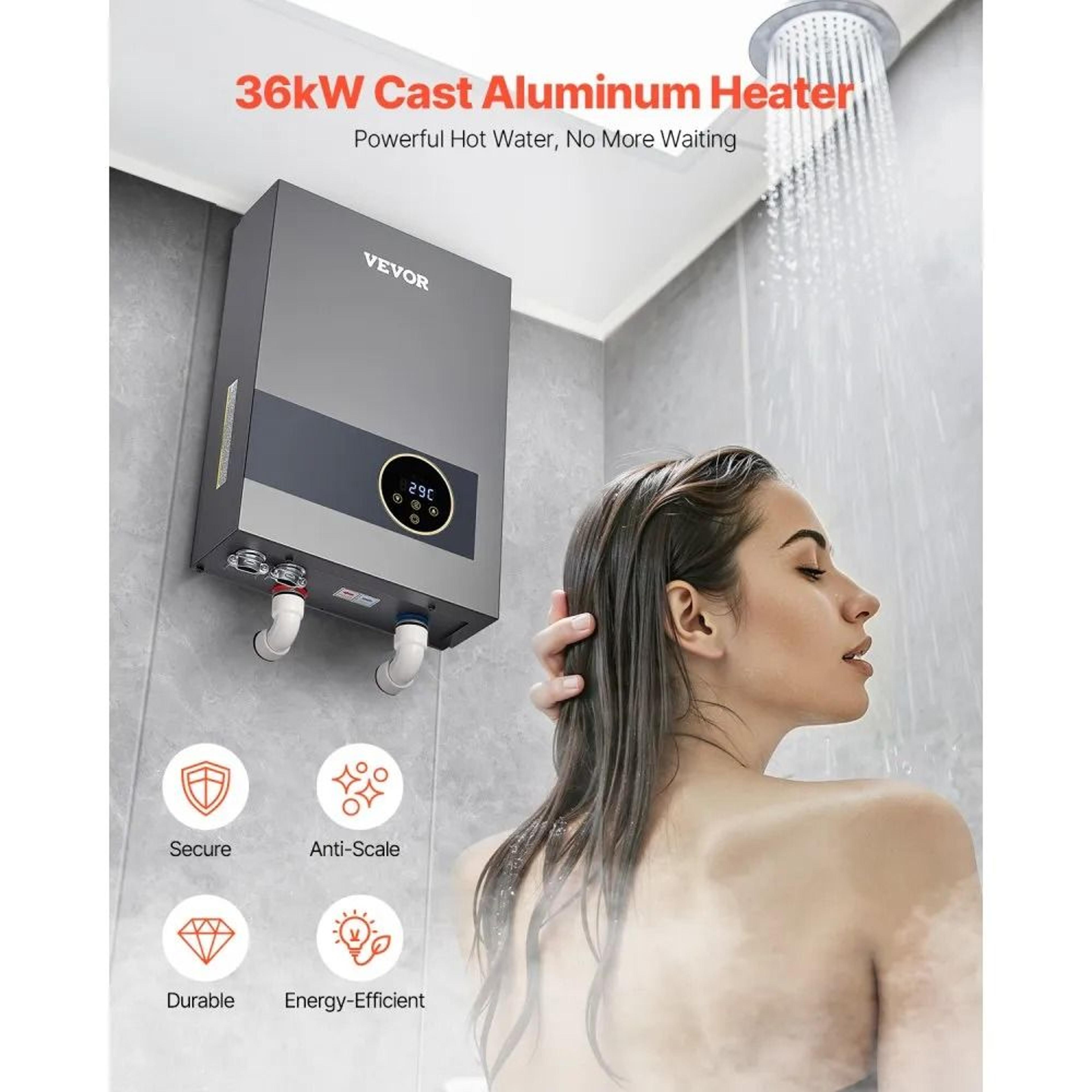 36kW Tankless Electric Water Heater With LCD Touch Screen And Security Lock 1