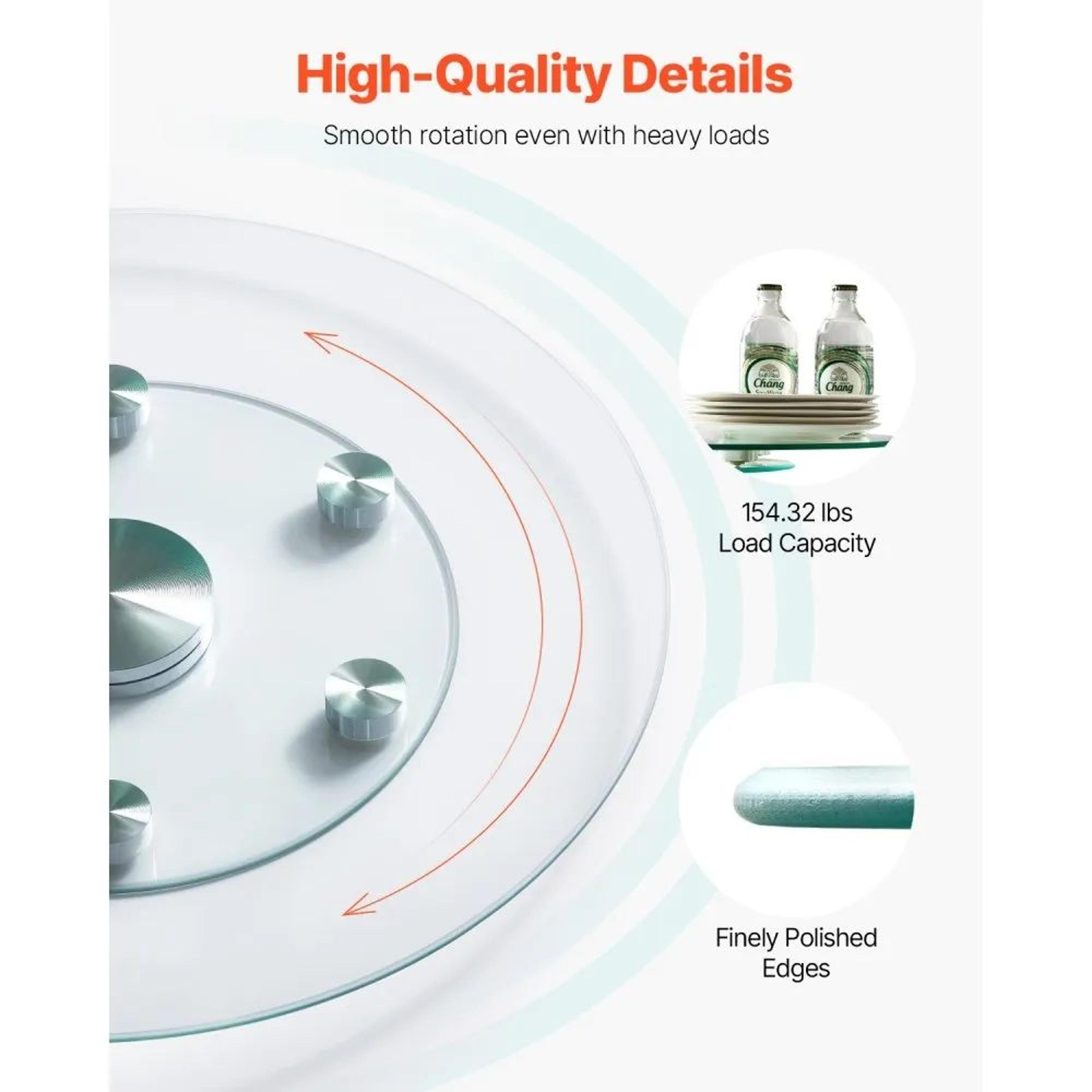 24Inch Glass Lazy Susan Turntable With 360 Rotation And Tempered Glass Top 4