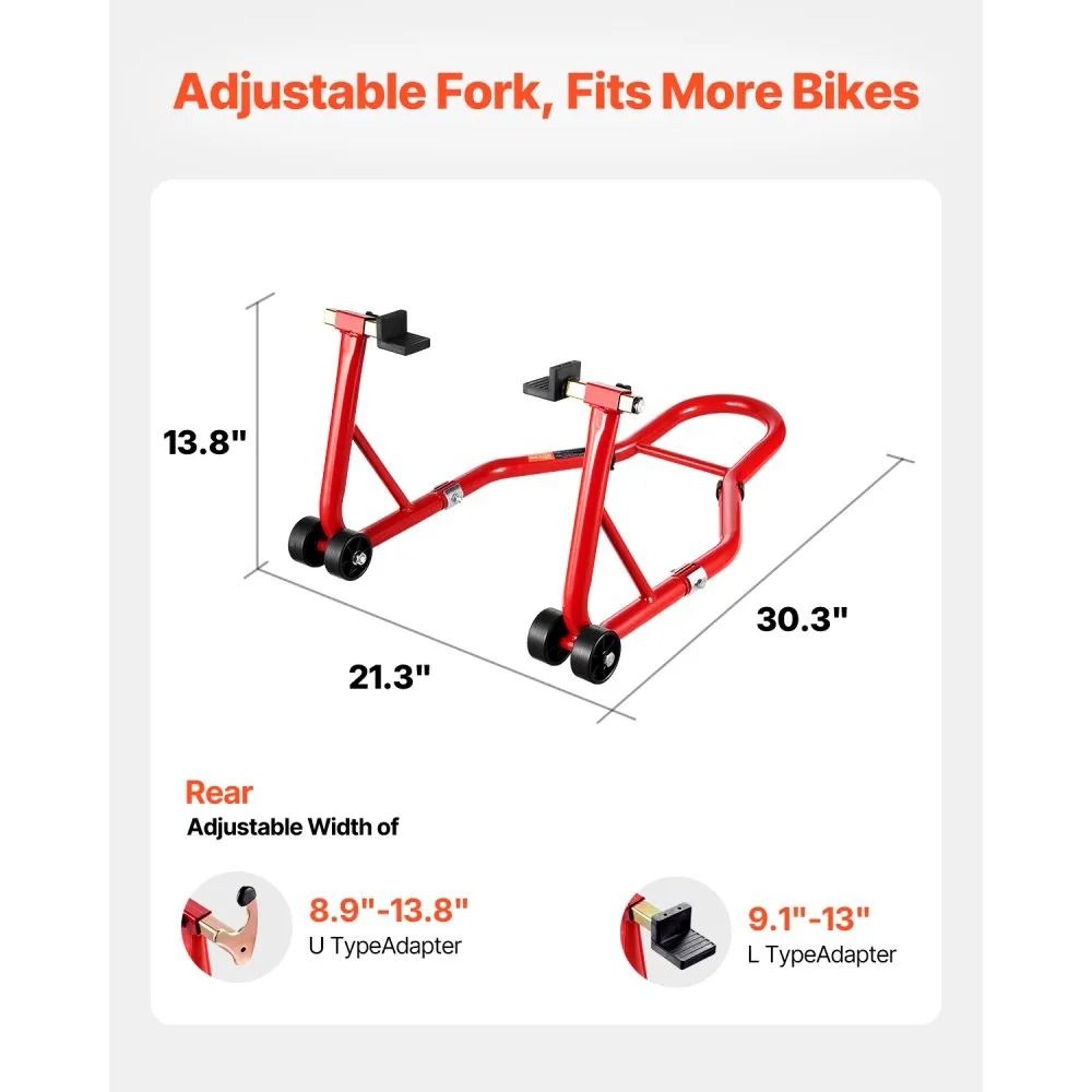 Motorcycle Rear Wheel Stand With 850 LBS Capacity And Adjustable U  L Forks 7