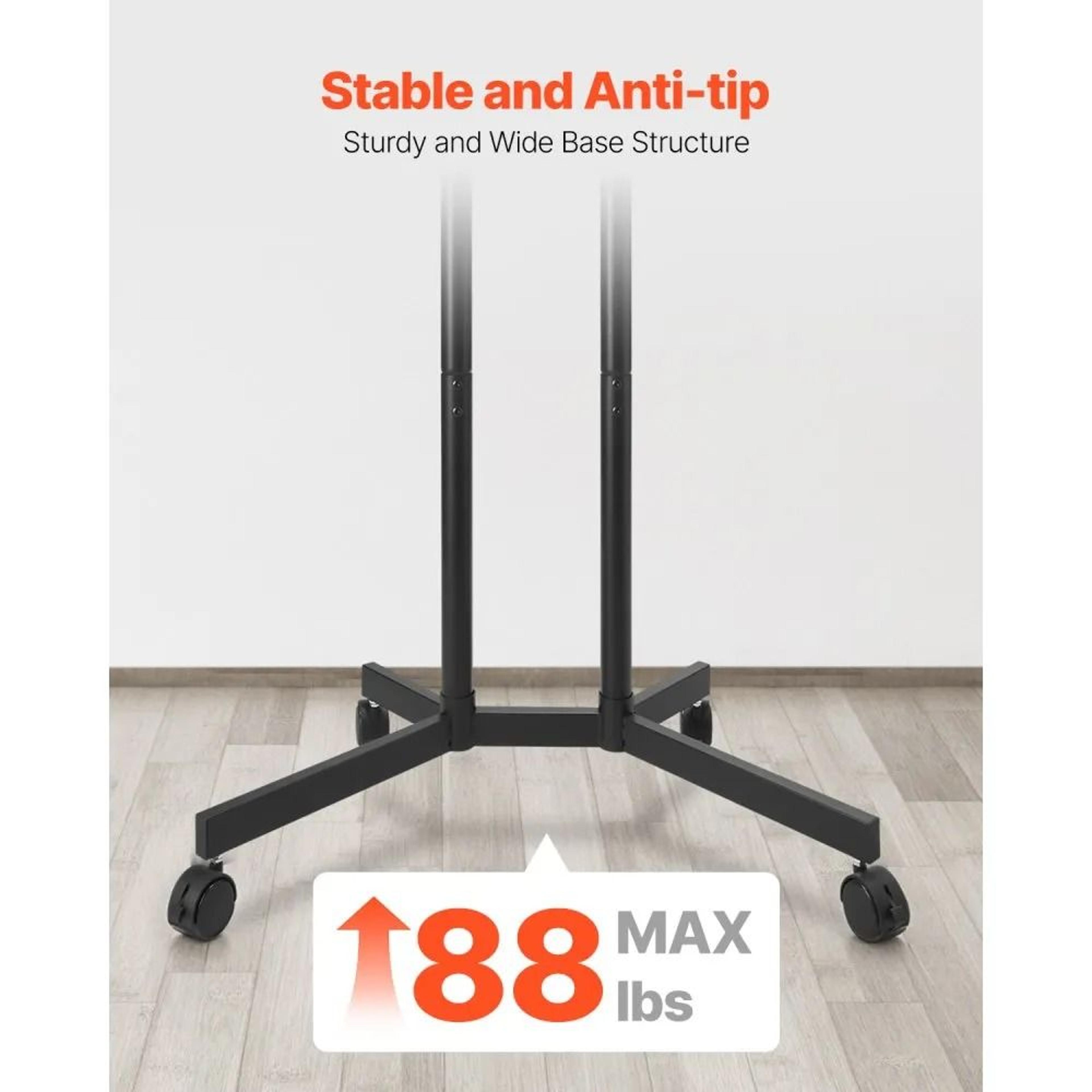 Rolling TV Stand For 3265 Inch TVs With Adjustable Height And Swivel Wheels 3