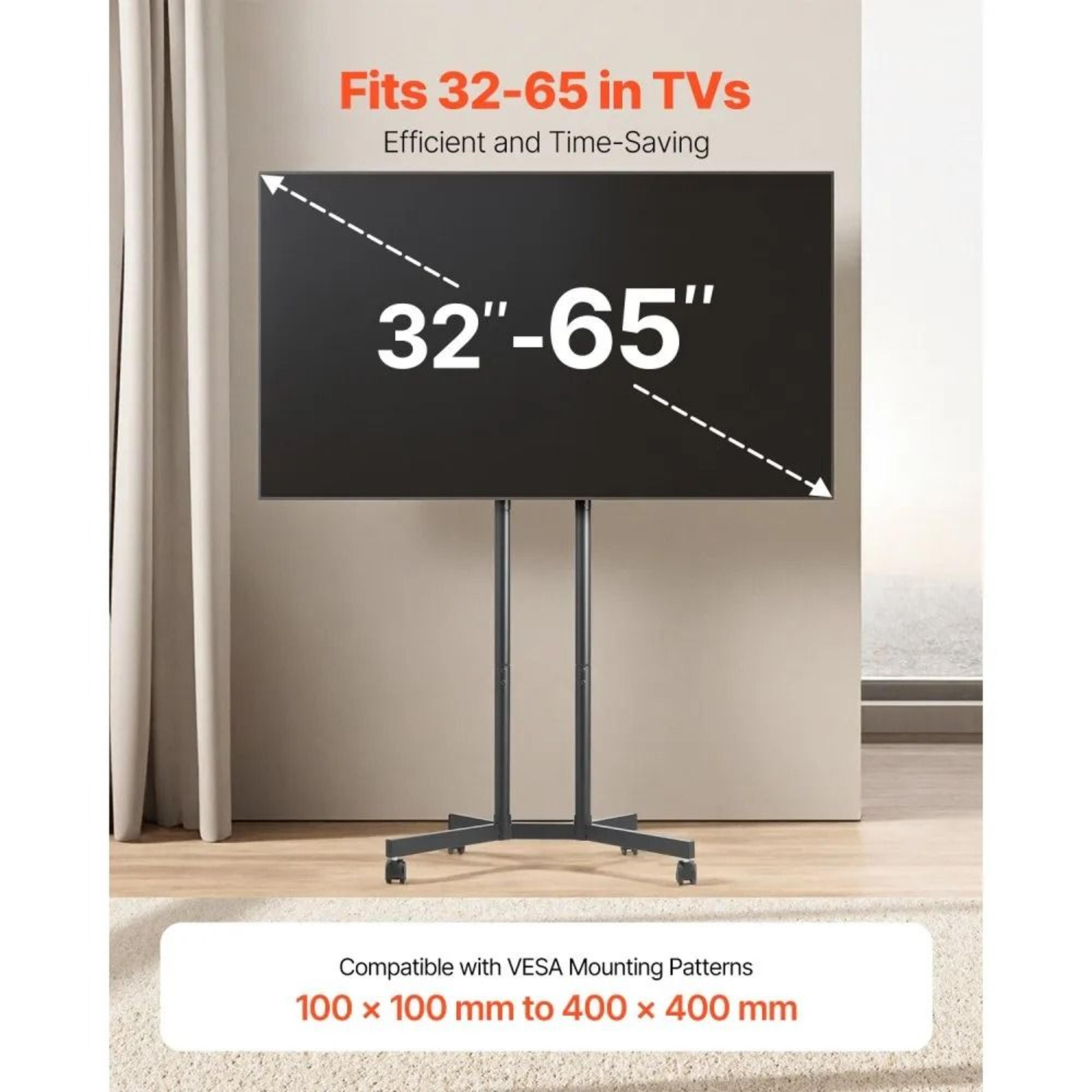 Rolling TV Stand For 3265 Inch TVs With Adjustable Height And Swivel Wheels 1