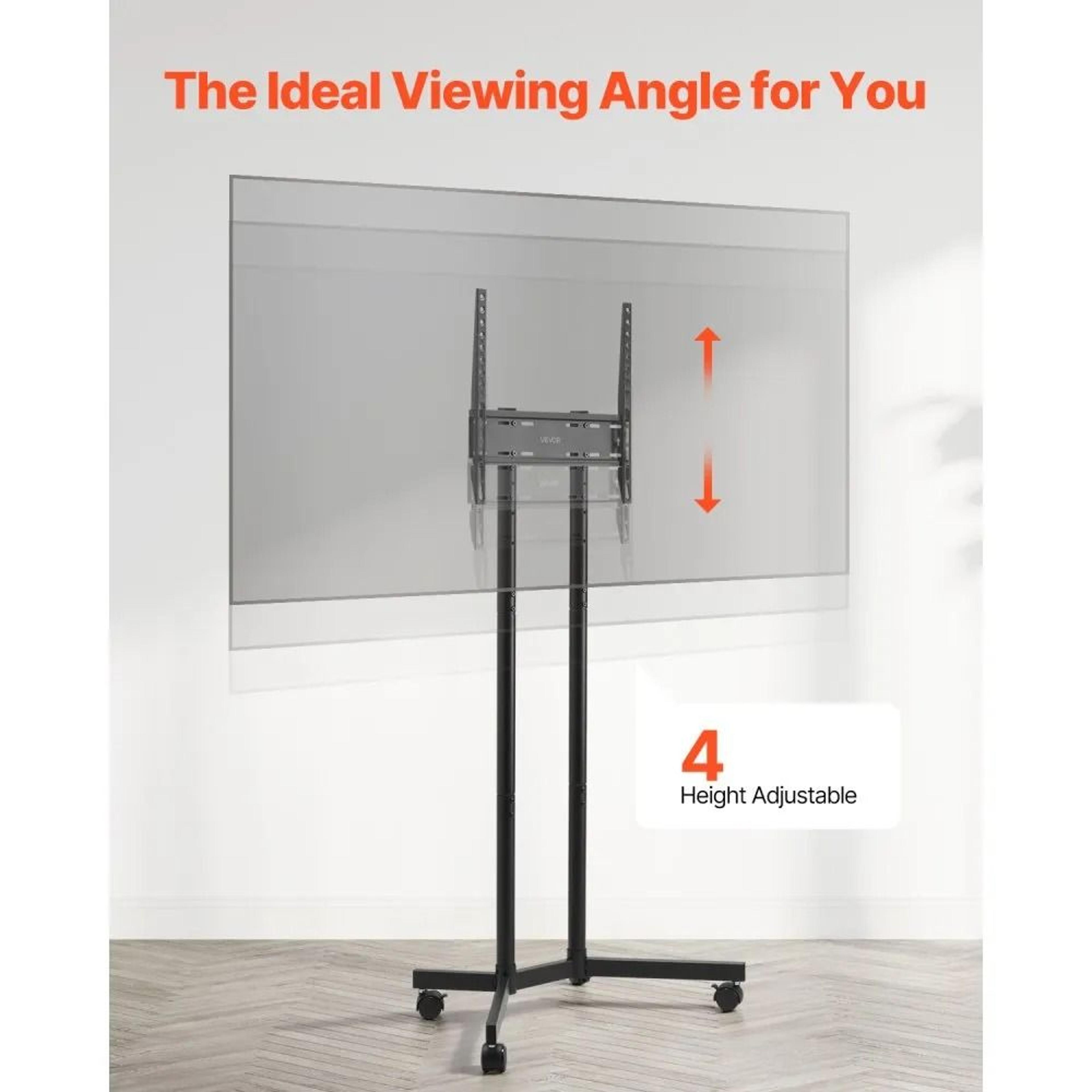 Rolling TV Stand For 3265 Inch TVs With Adjustable Height And Swivel Wheels 2