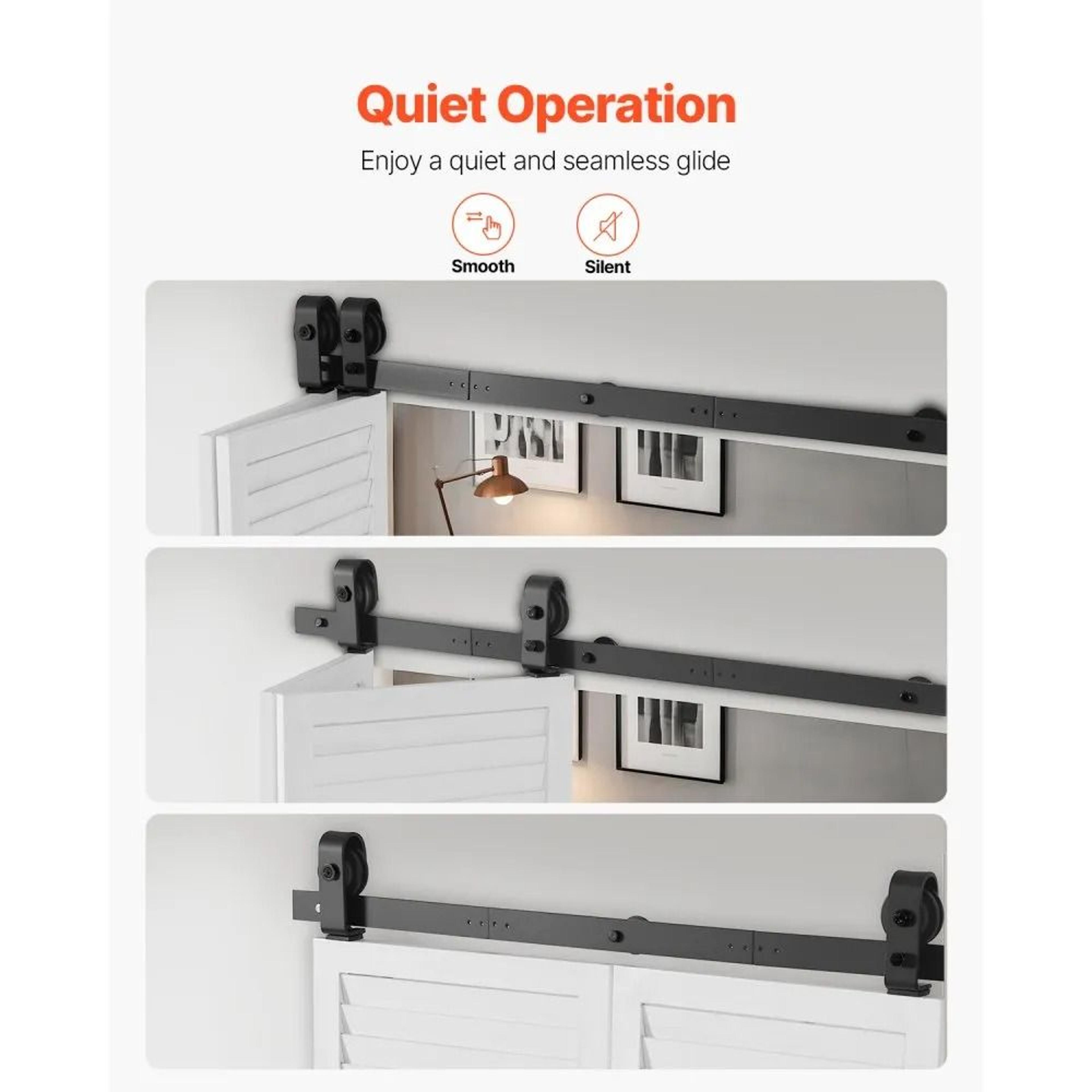 BiFolding Barn Door Hardware Kit With 40Inch HeavyDuty Sliding Track 4