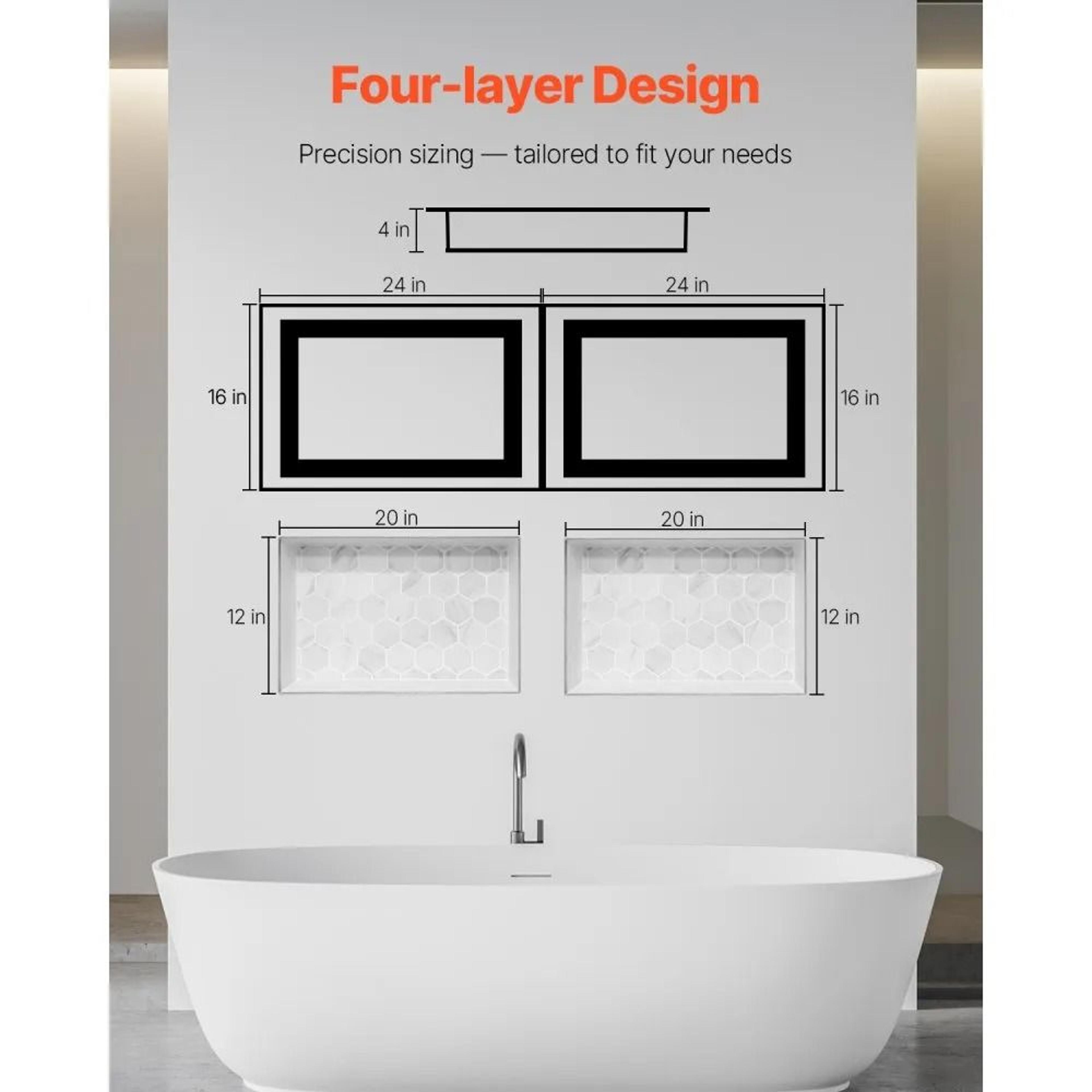 Recessed Shower Niche 16 X 24 Inch Double Wall Storage With Movable Shelf 4