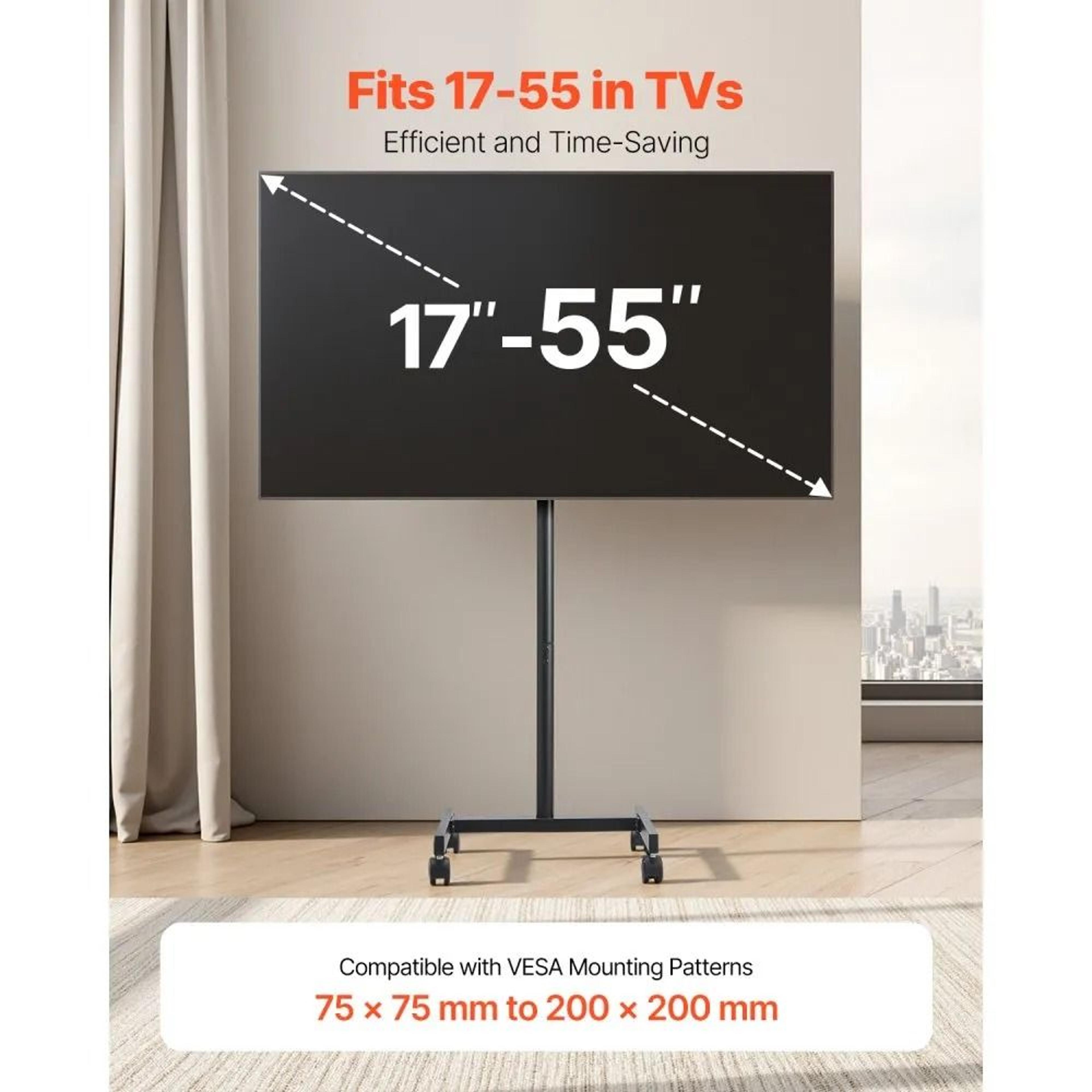 Rolling TV Stand For 1755 Inch TVs With Wheels And 90 Rotating Mount 1