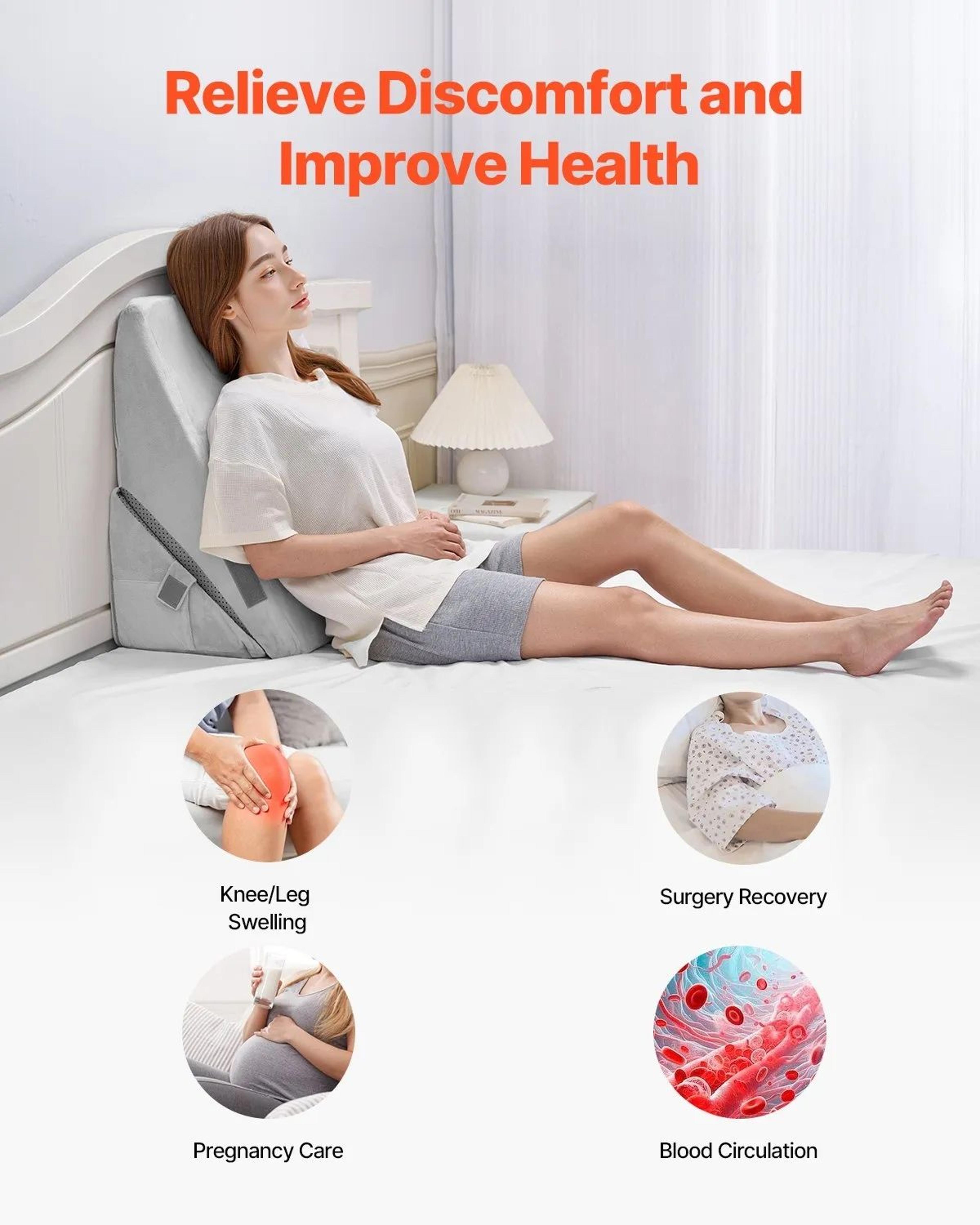 Adjustable Bed Wedge Pillow With HighDensity Foam And Washable Velvet Cover 4