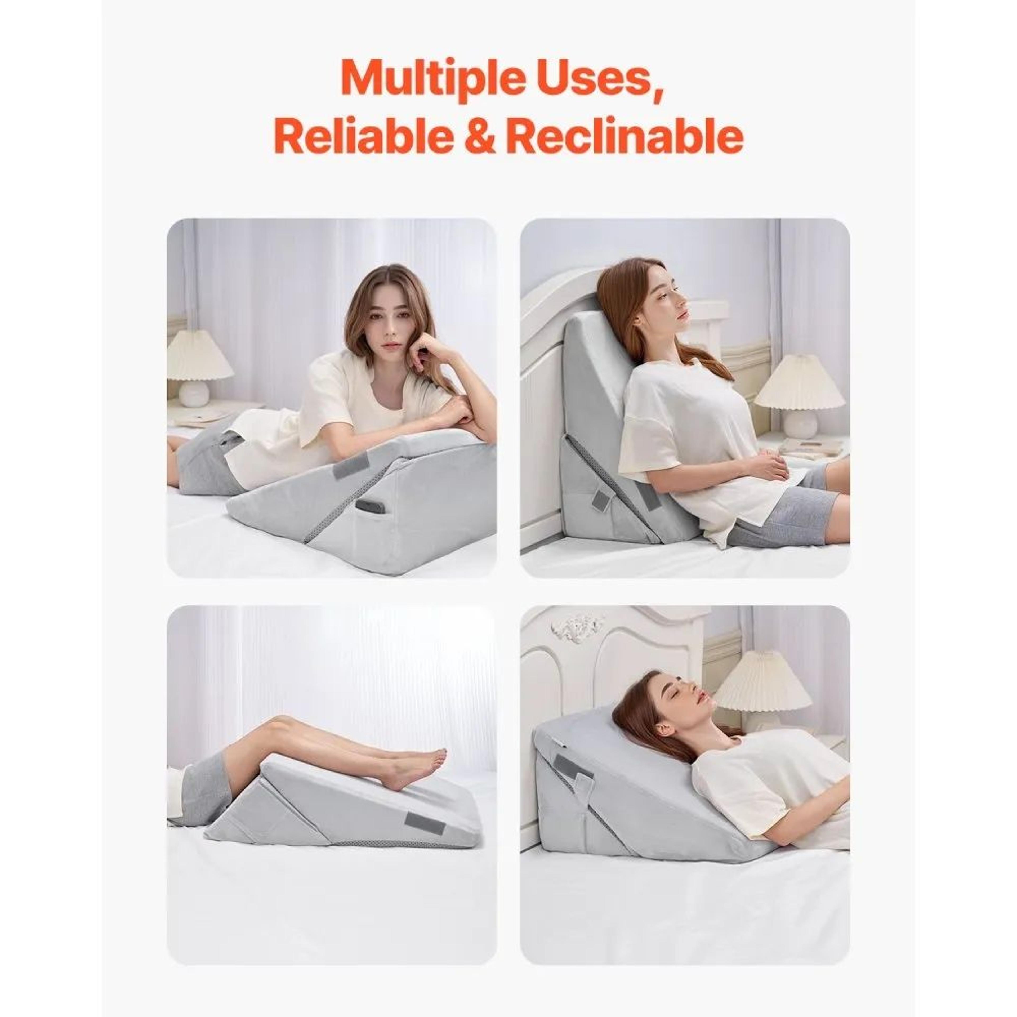 Adjustable Bed Wedge Pillow With HighDensity Foam And Washable Velvet Cover 2