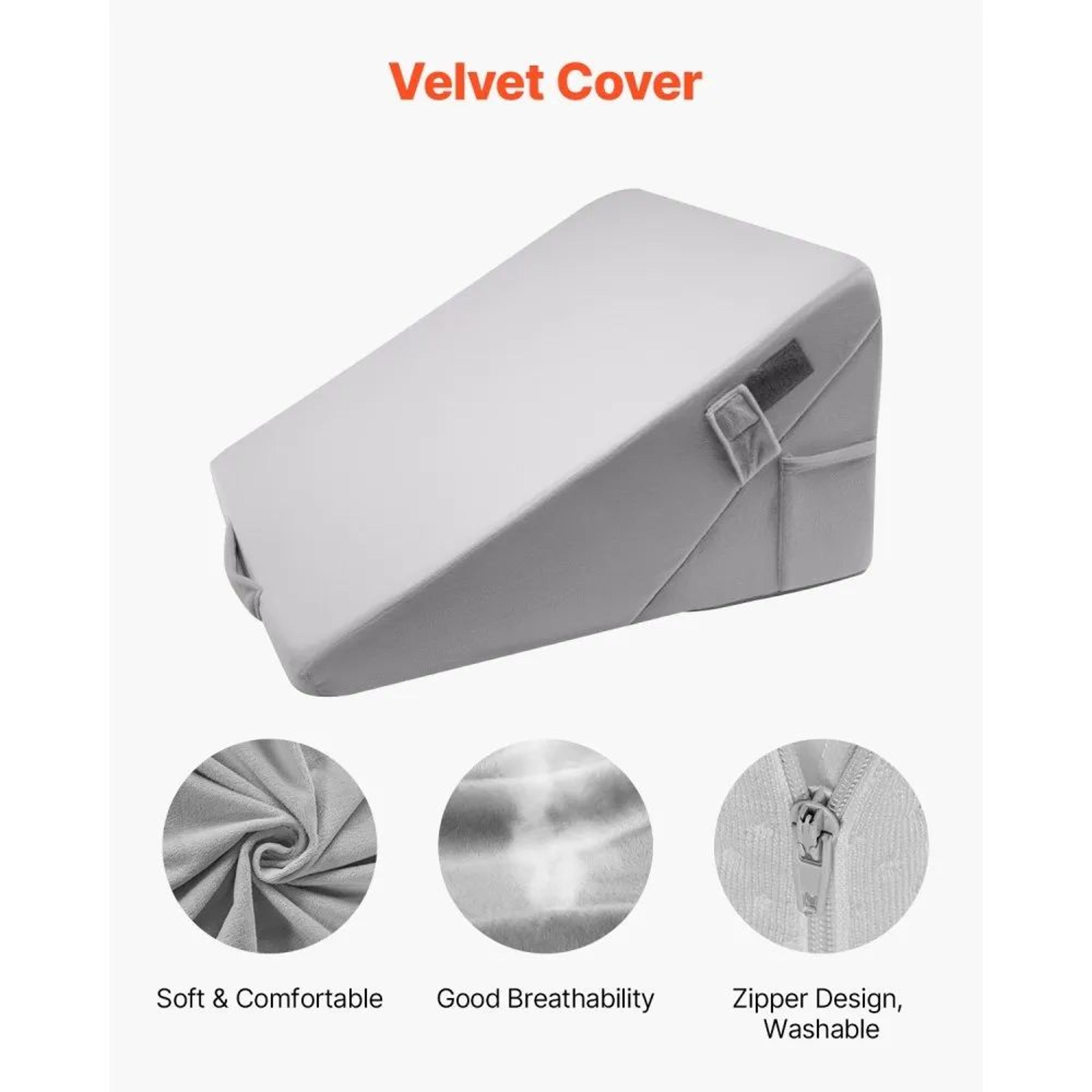 Adjustable Bed Wedge Pillow With HighDensity Foam And Washable Velvet Cover 1