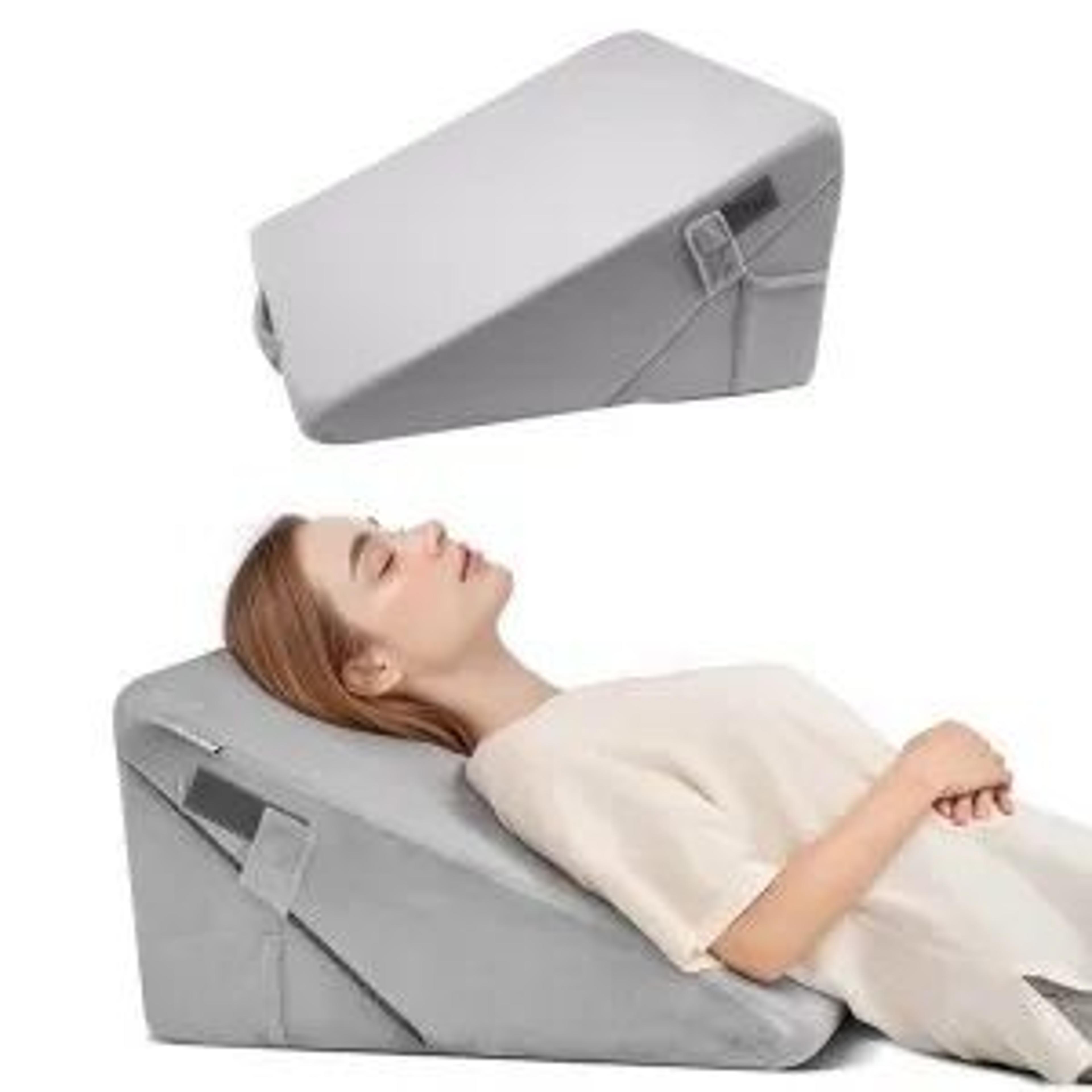 adjustable bed wedge pillow with high-density foam and washable velvet cover
