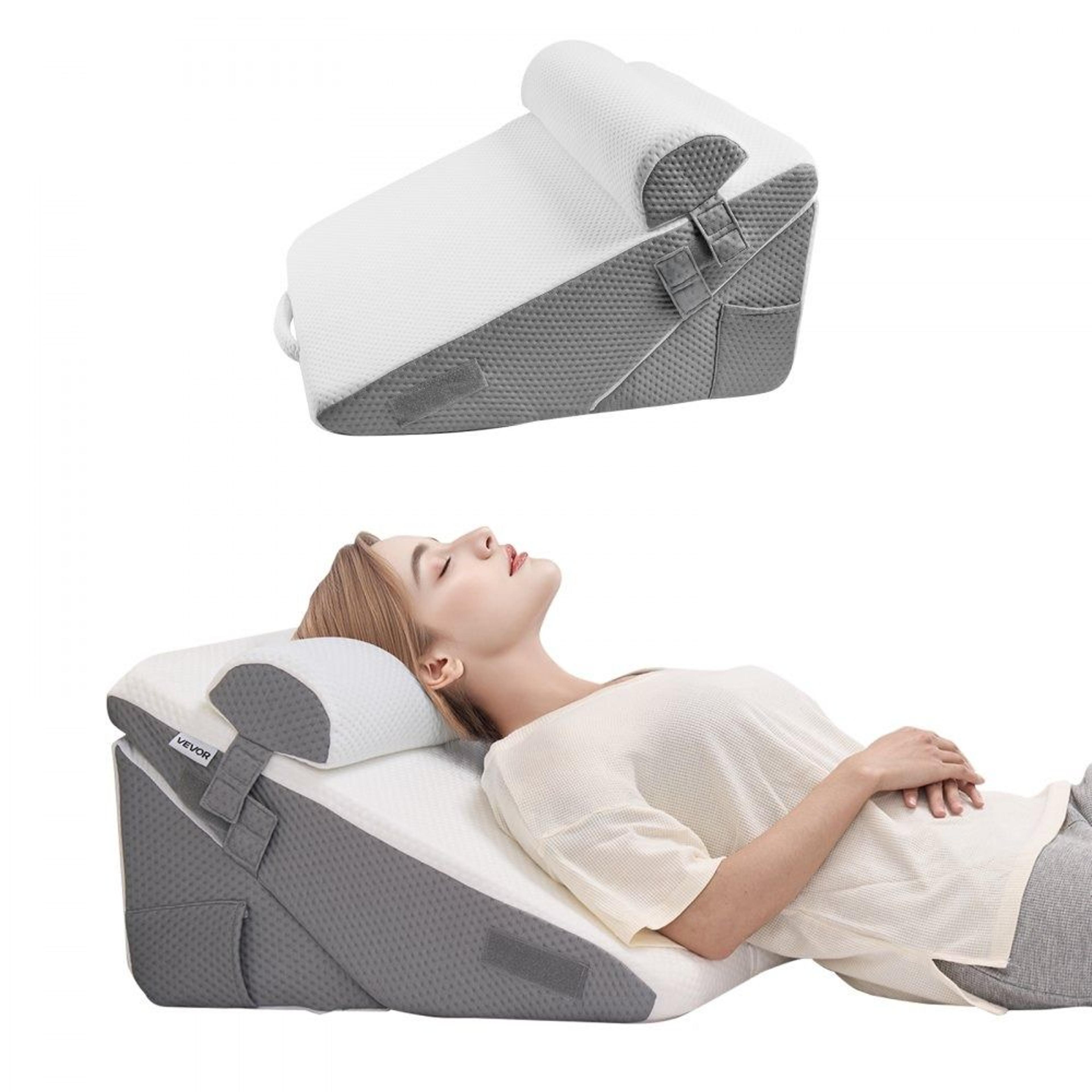 adjustable bed wedge pillow set with memory foam and washable jacquard cover