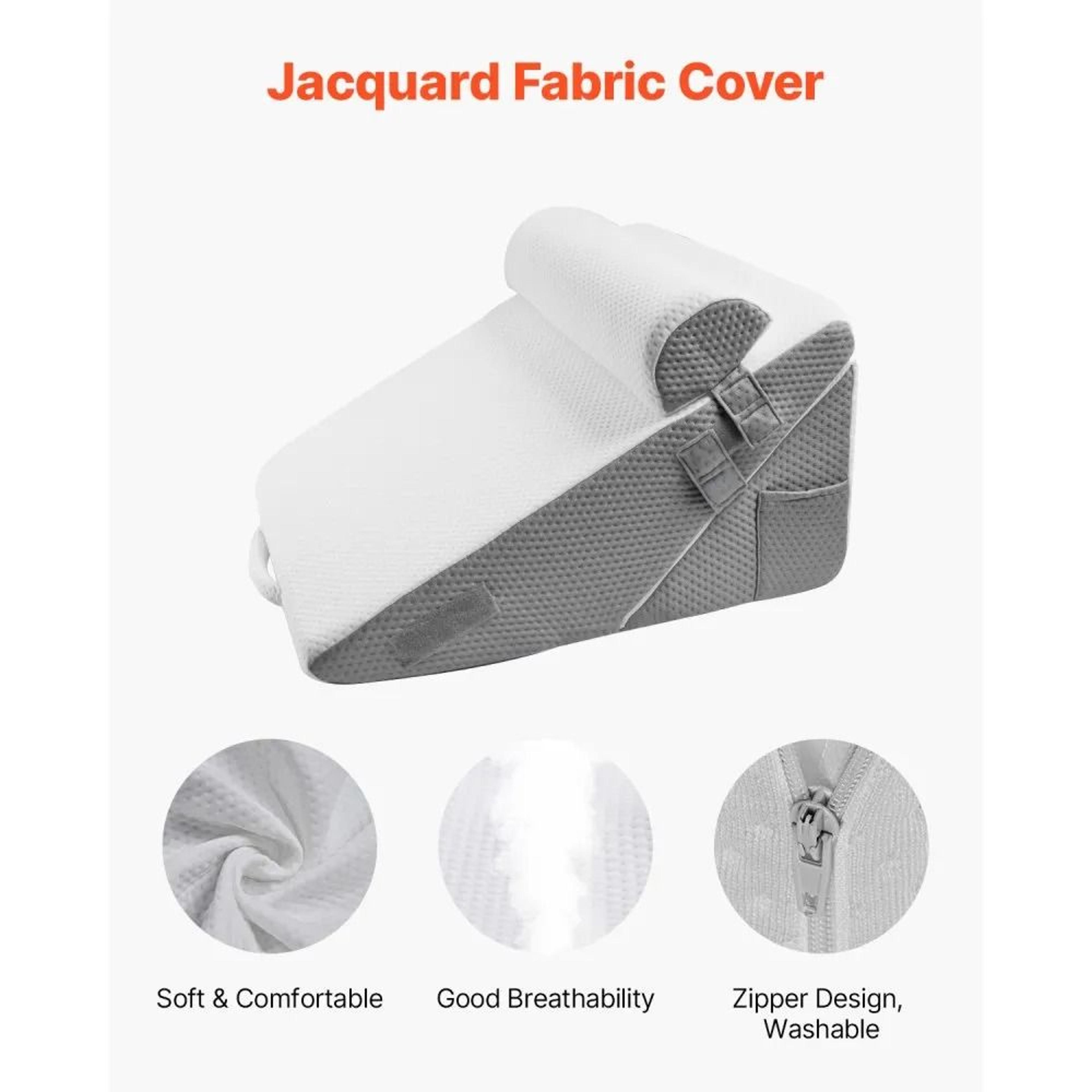 Adjustable Bed Wedge Pillow Set With Memory Foam And Washable Jacquard Cover 3
