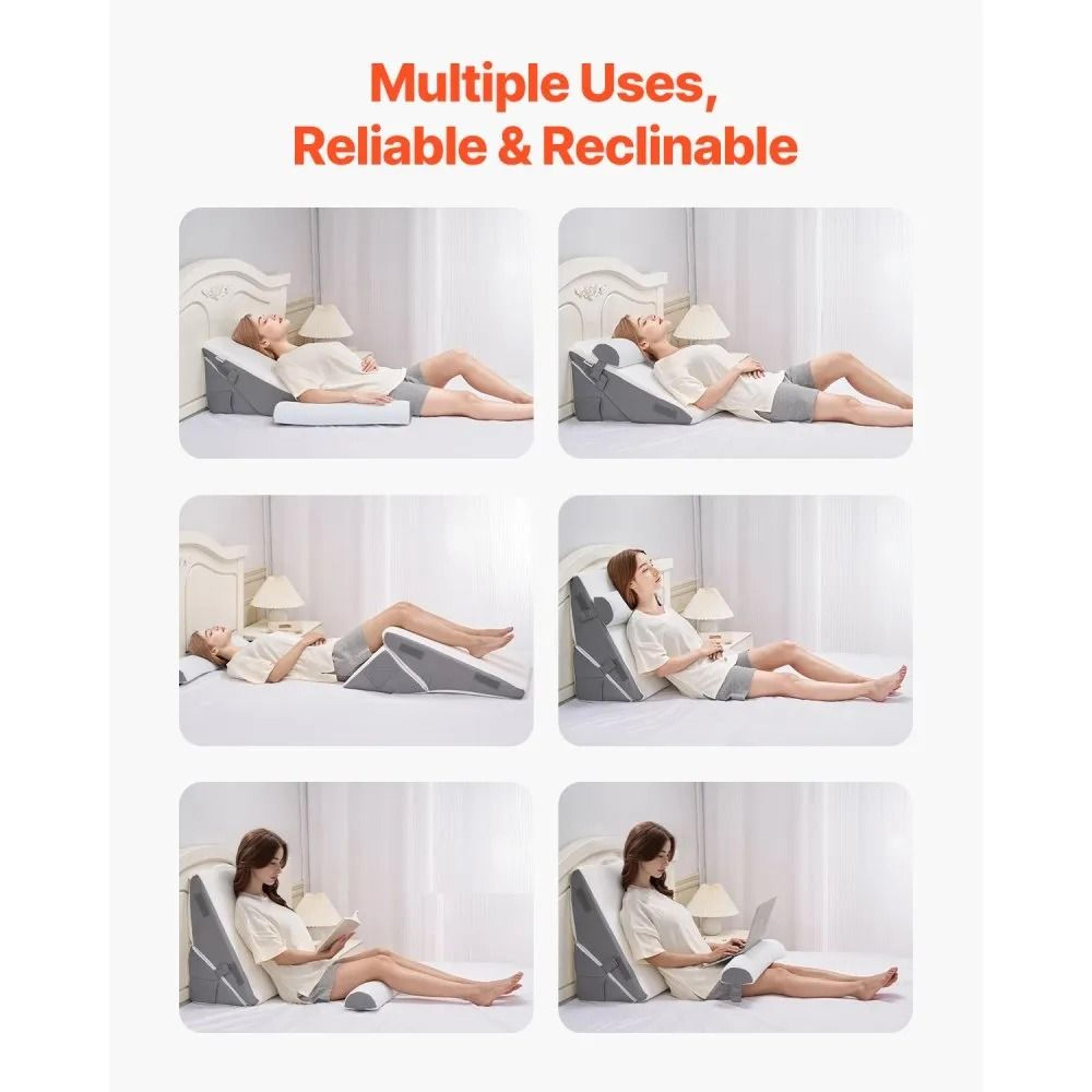 Adjustable Bed Wedge Pillow Set With Memory Foam And Washable Jacquard Cover 2
