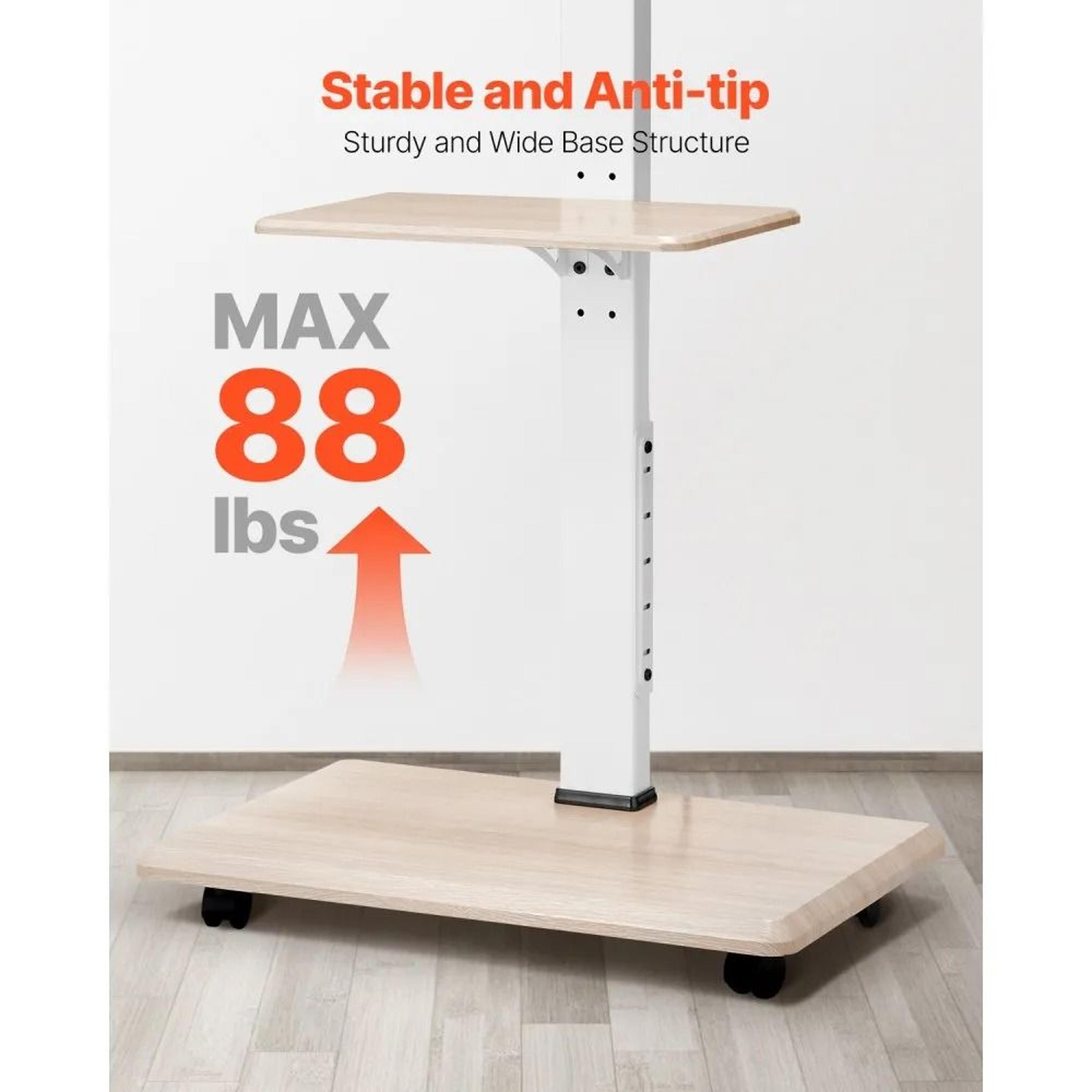 Rolling TV Stand For TVs With Adjustable Height And Swivel Wheels 1