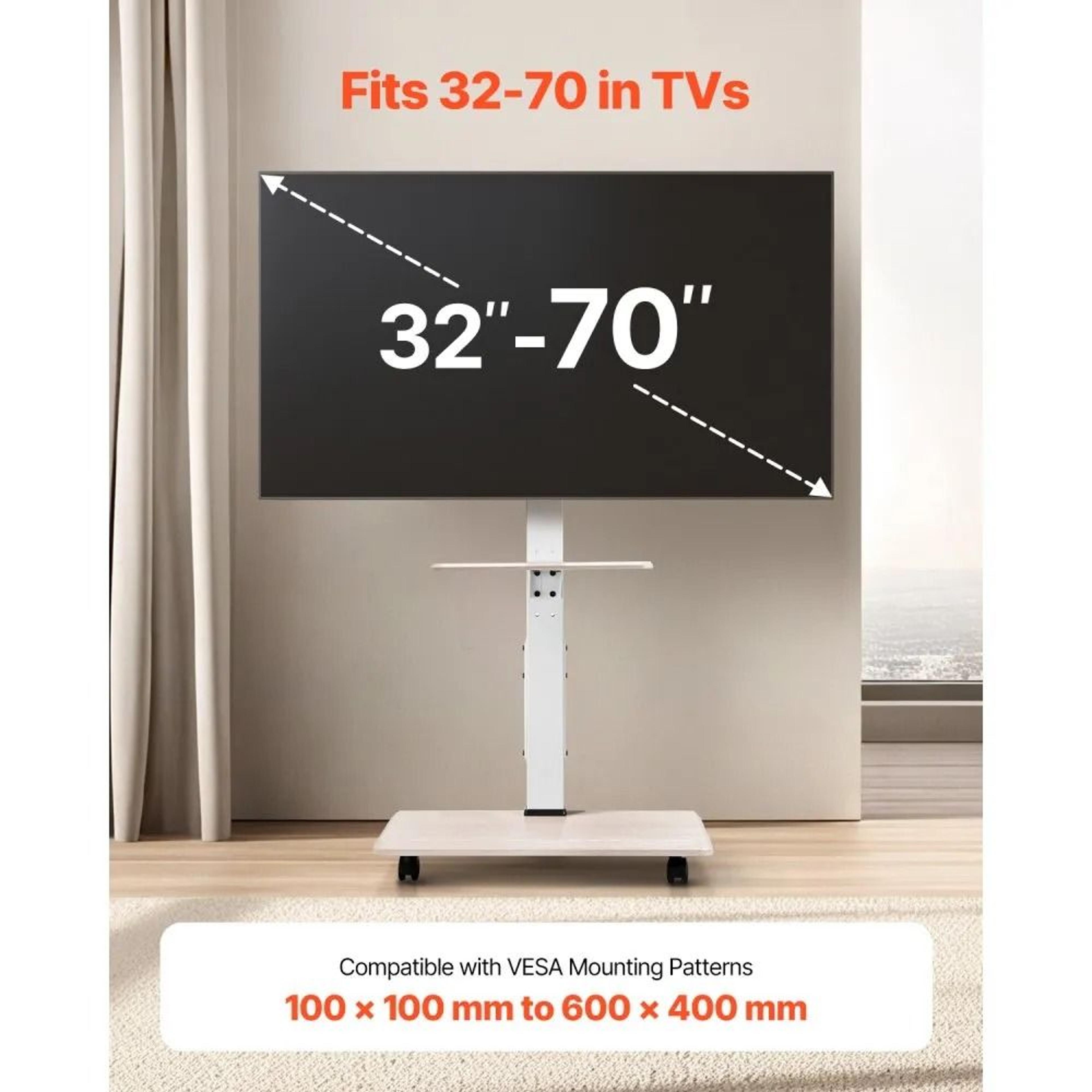 Rolling TV Stand For TVs With Adjustable Height And Swivel Wheels 3