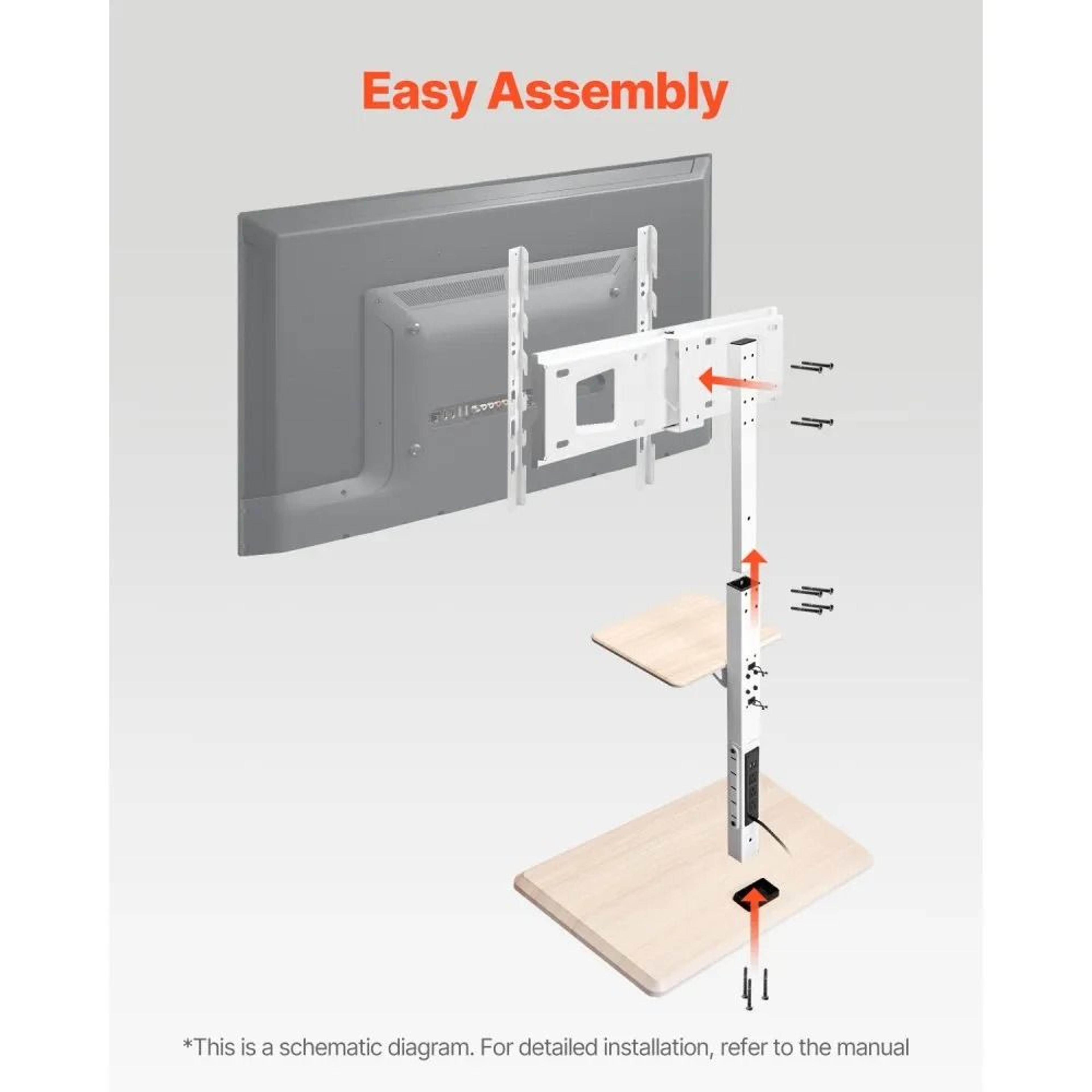 Rolling TV Stand For TVs With Adjustable Height And Swivel Wheels 4