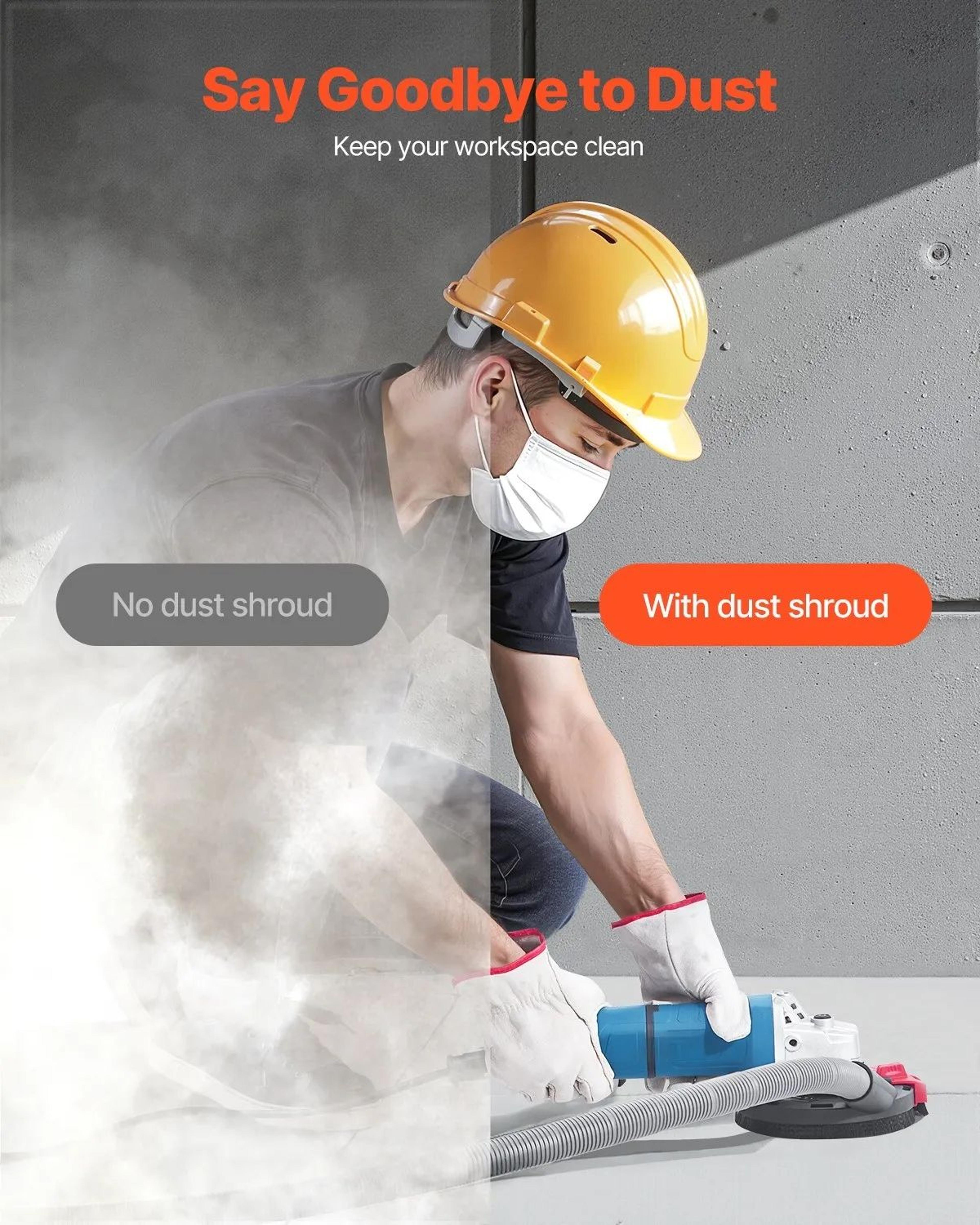 Angle Grinder Dust Shroud For 45 Inch Grinding Wheels With Vacuum Adapter 5