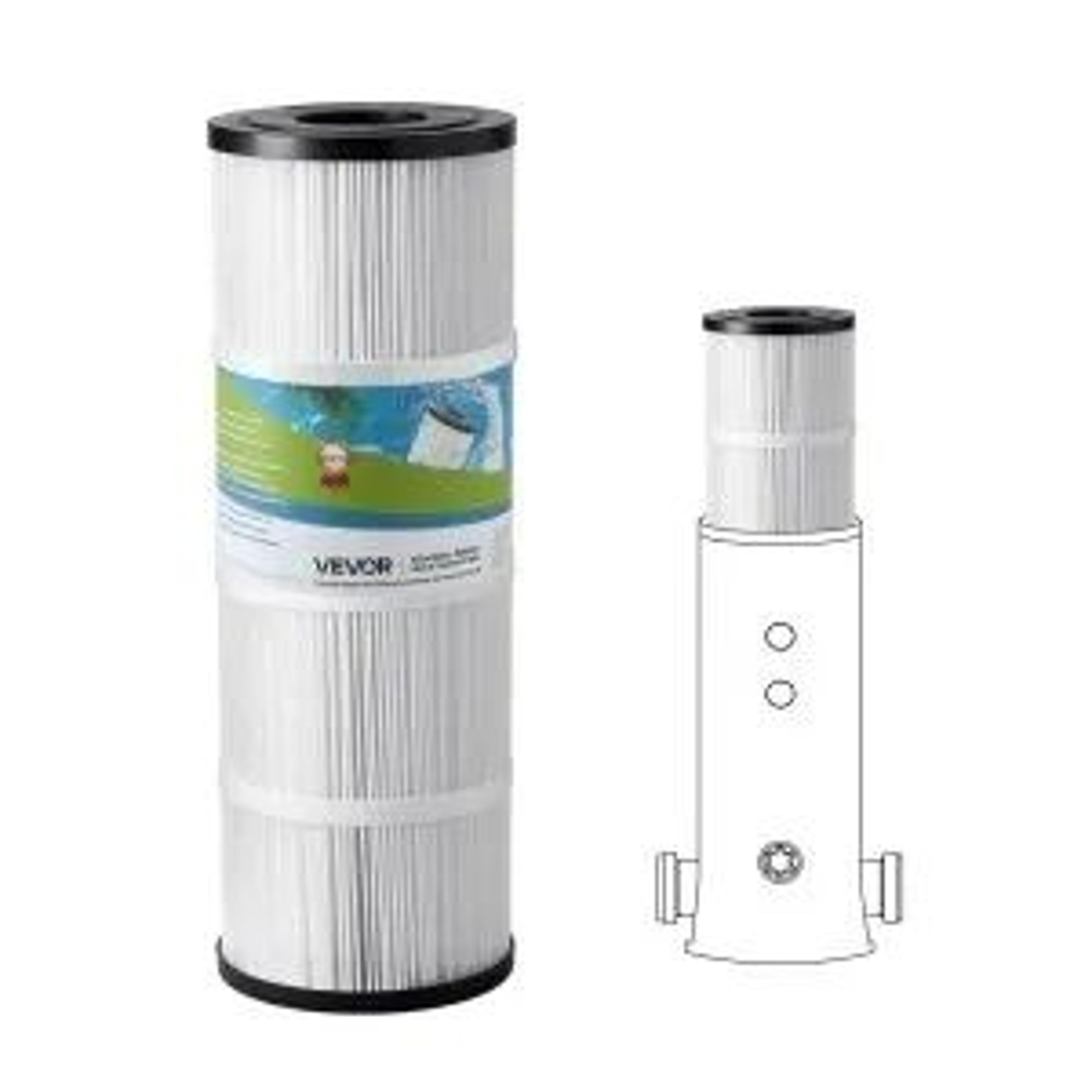 pool filter cartridge replacement 50 sq. ft trilobal pleated for pools and hot tubs