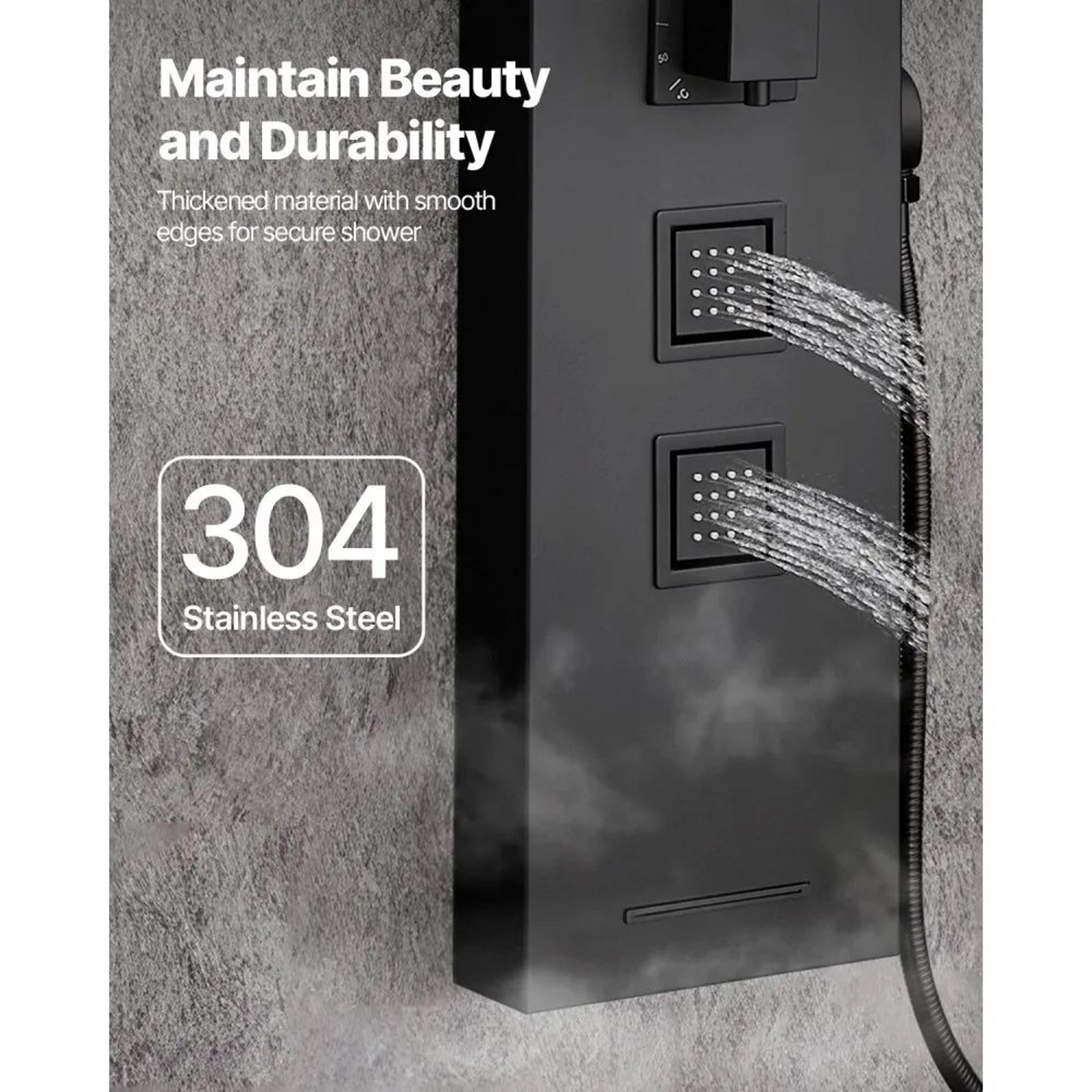 4Function Shower Panel Tower System With Rainfall Head And Body Massage Jets 2