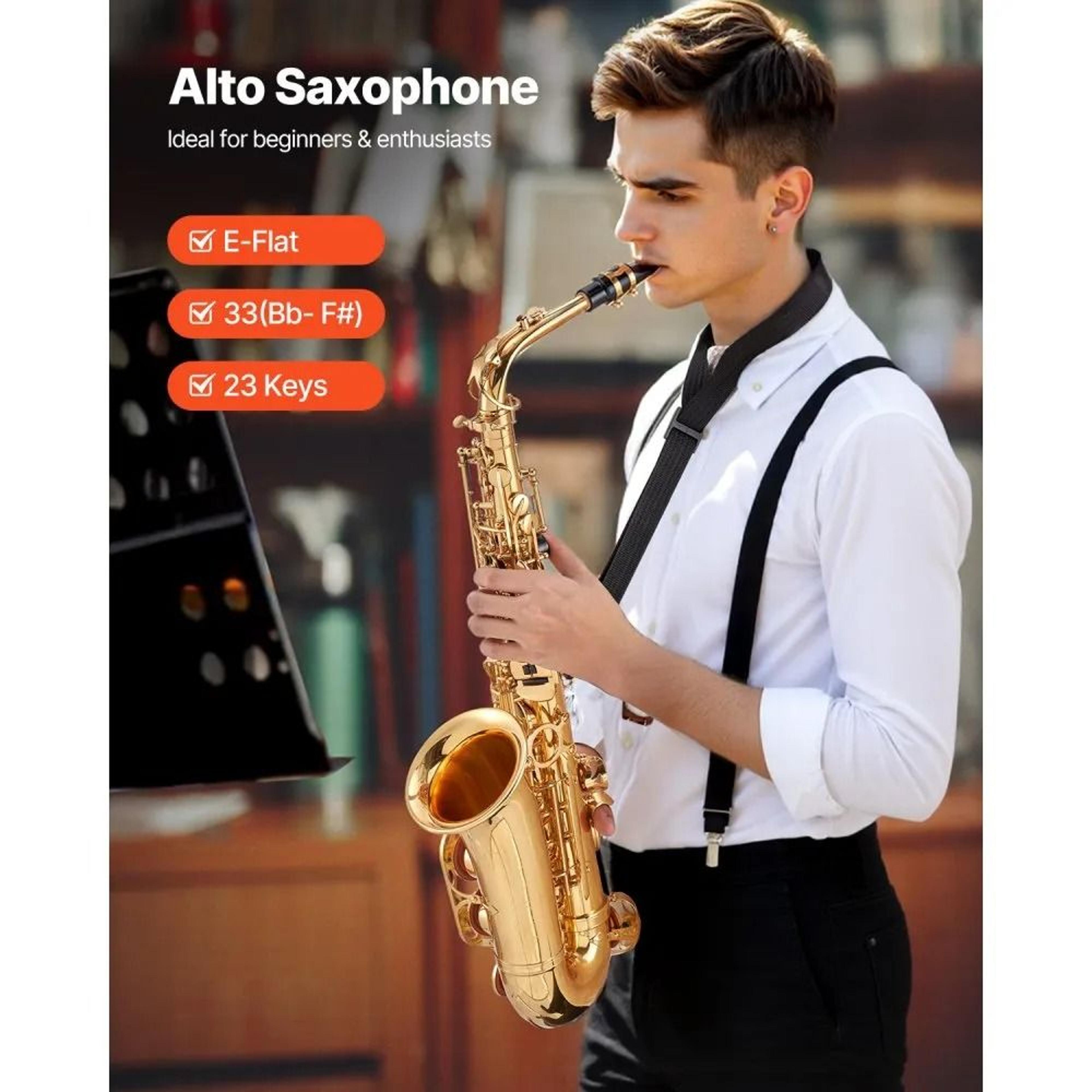 E Flat Alto Saxophone Beginner Kit With 23 Keys Brass Body And Carrying Case 1
