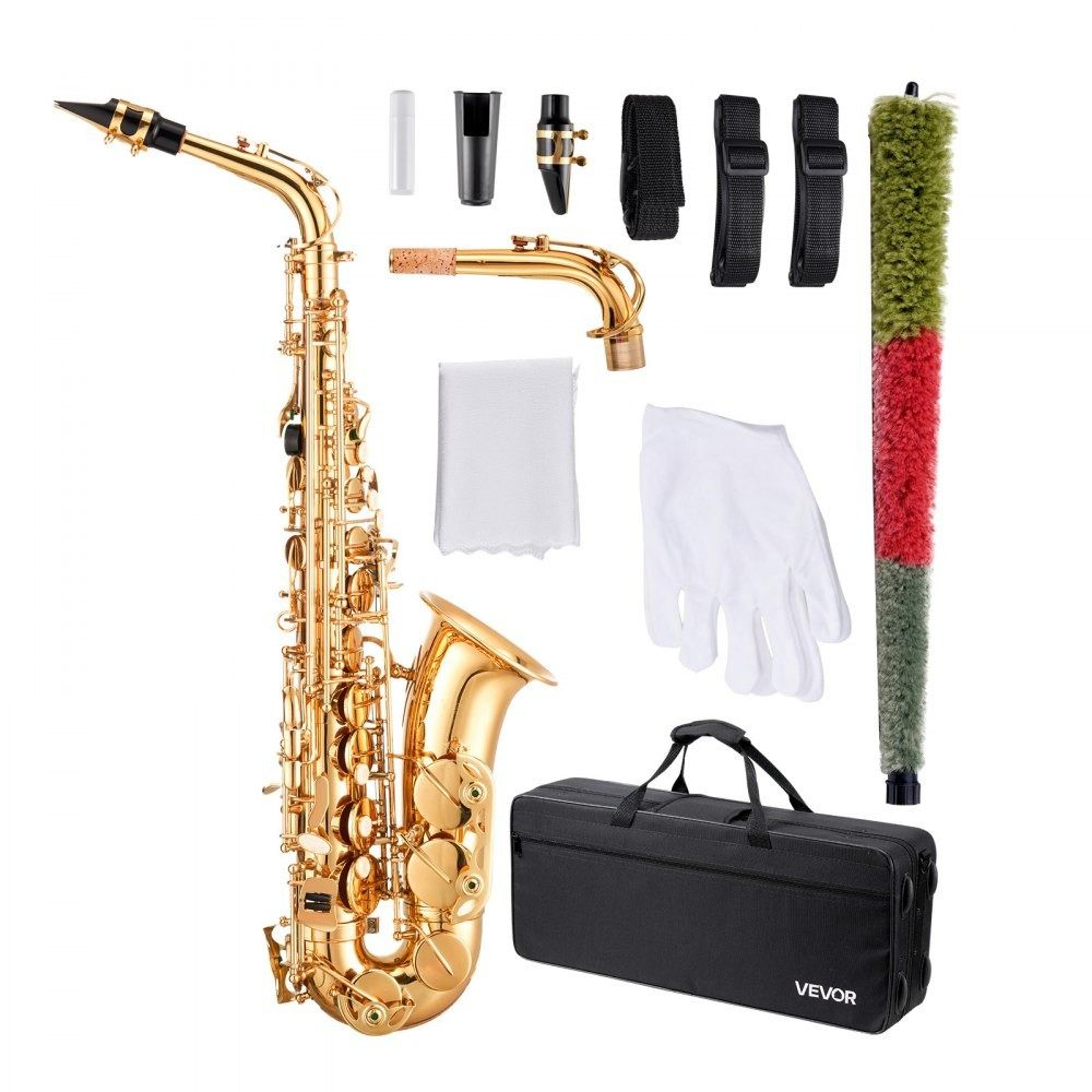 e flat alto saxophone beginner kit with 23 keys brass body and carrying case