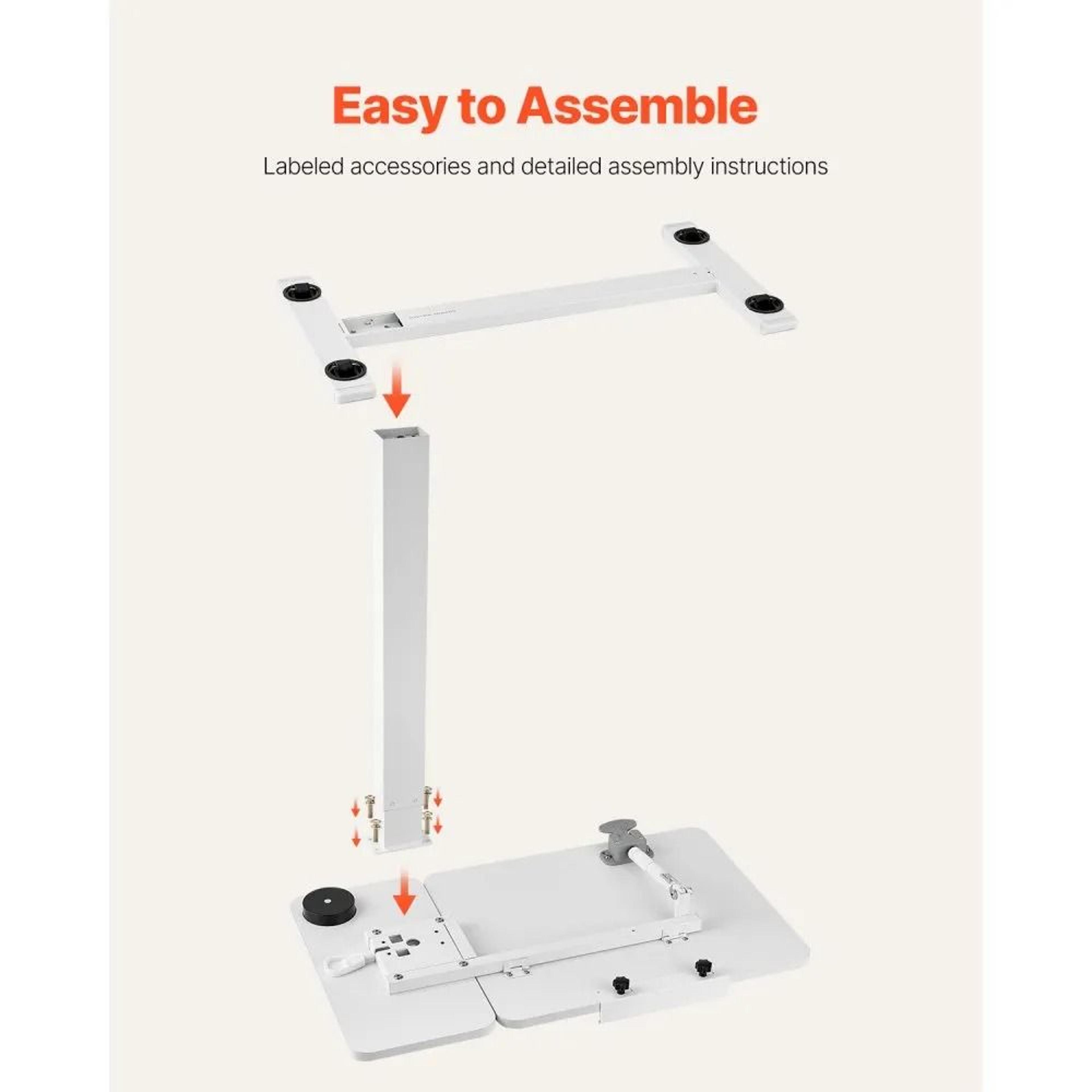 Adjustable Overbed Table With Tilting Desktop And Hidden Wheels 4