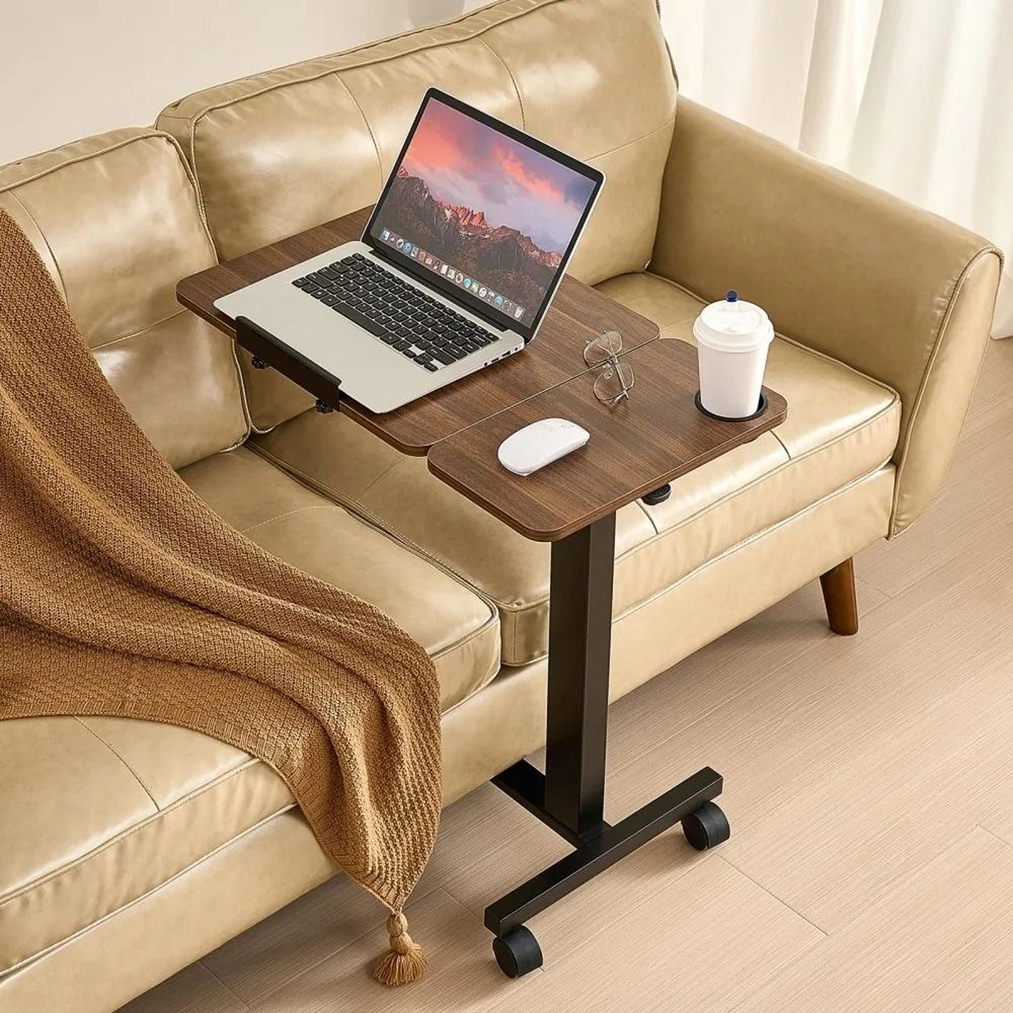 Adjustable Overbed Table With Tilting Desktop And Rolling Wheels 6