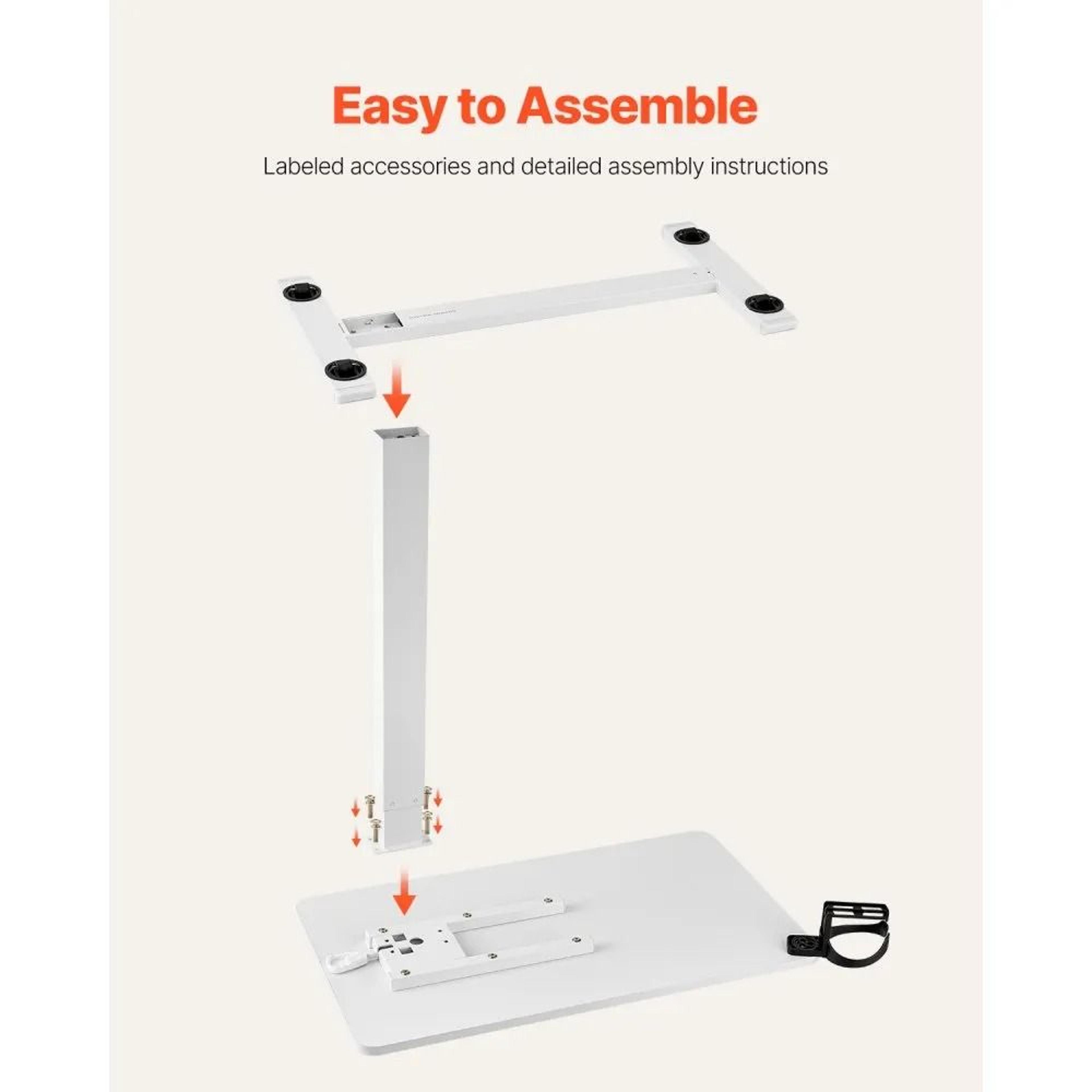 Height Adjustable Overbed Table With Hidden Wheels And Tilting Desktop 6