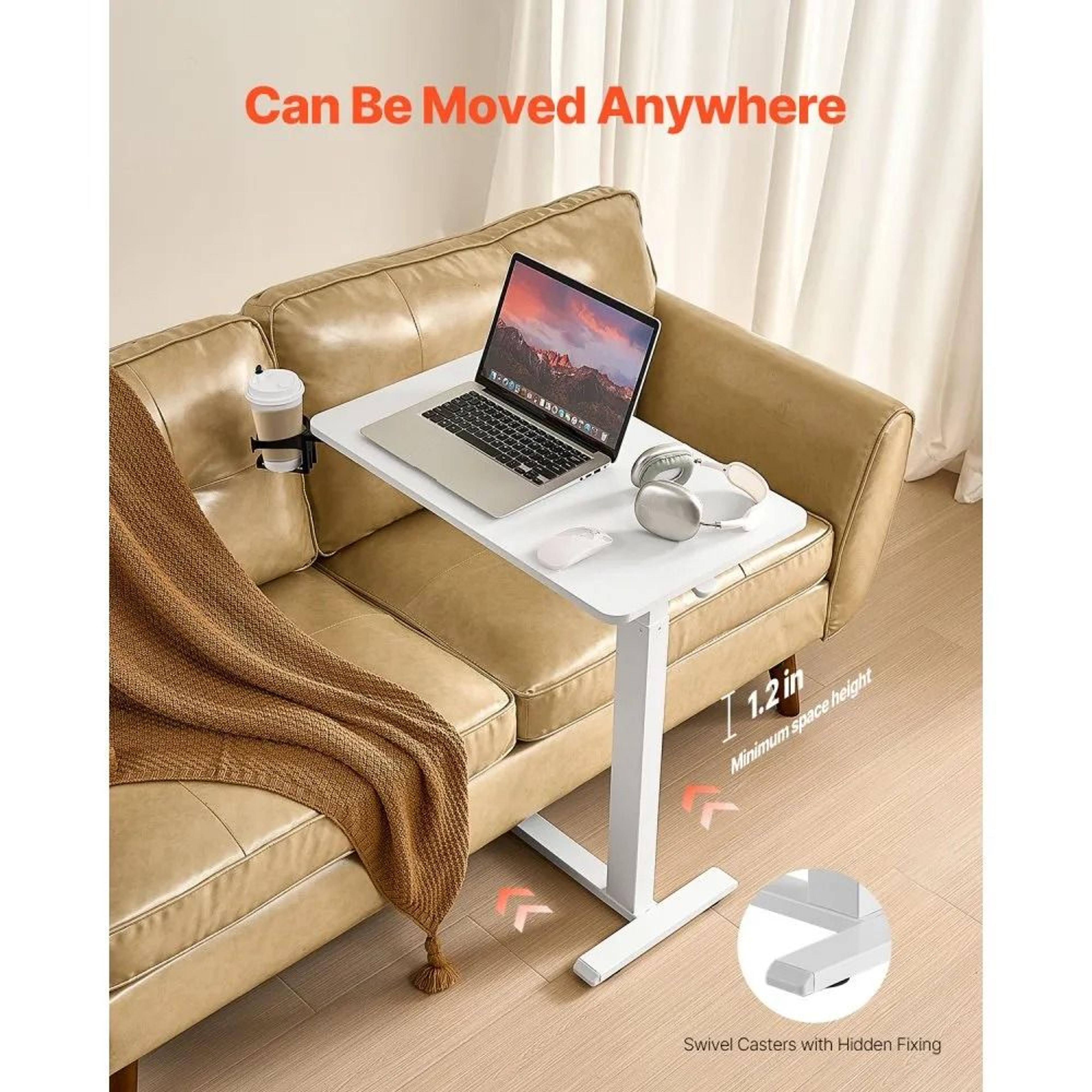 Height Adjustable Overbed Table With Hidden Wheels And Tilting Desktop 4