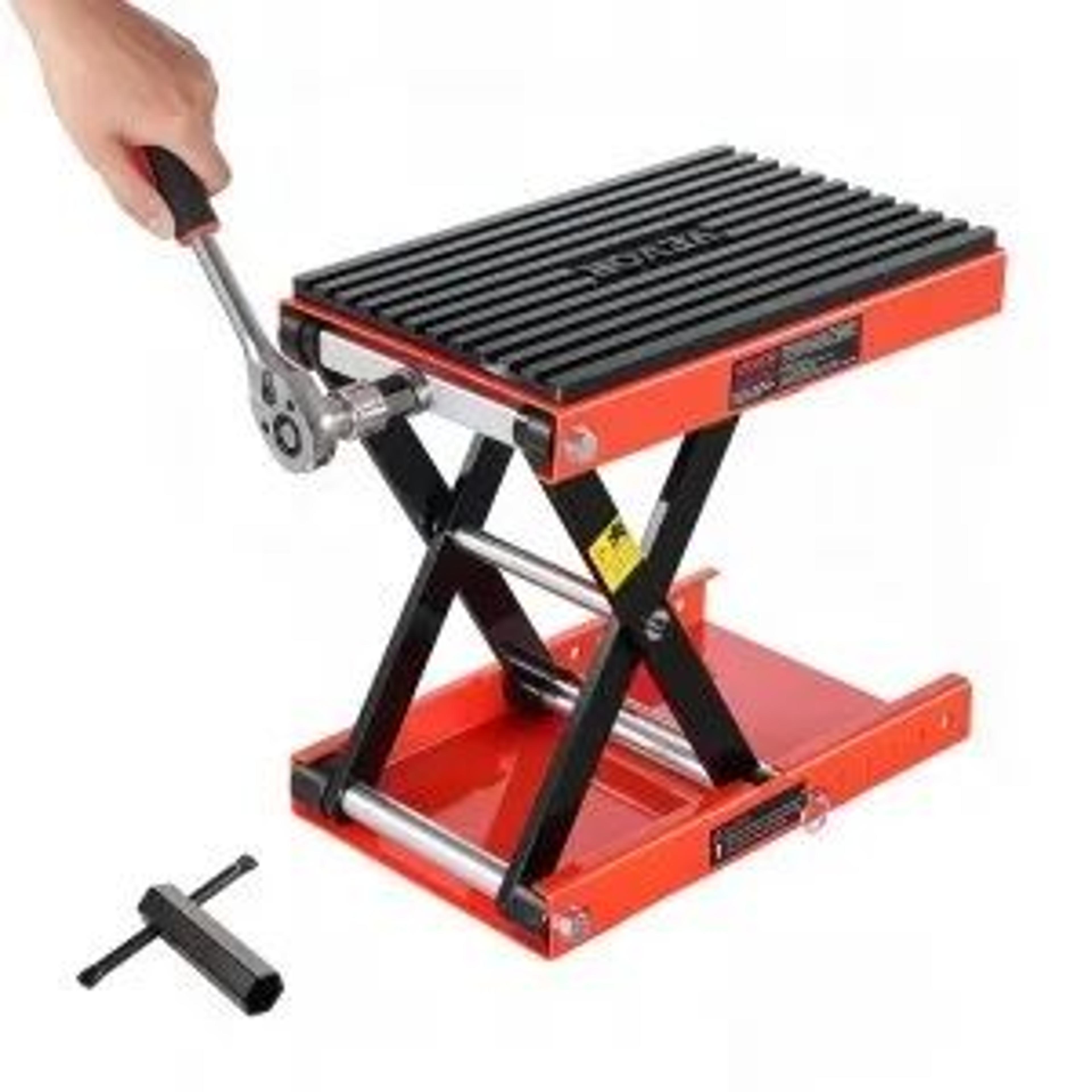 1200lb motorcycle scissor lift jack with wide platform and adjustable height