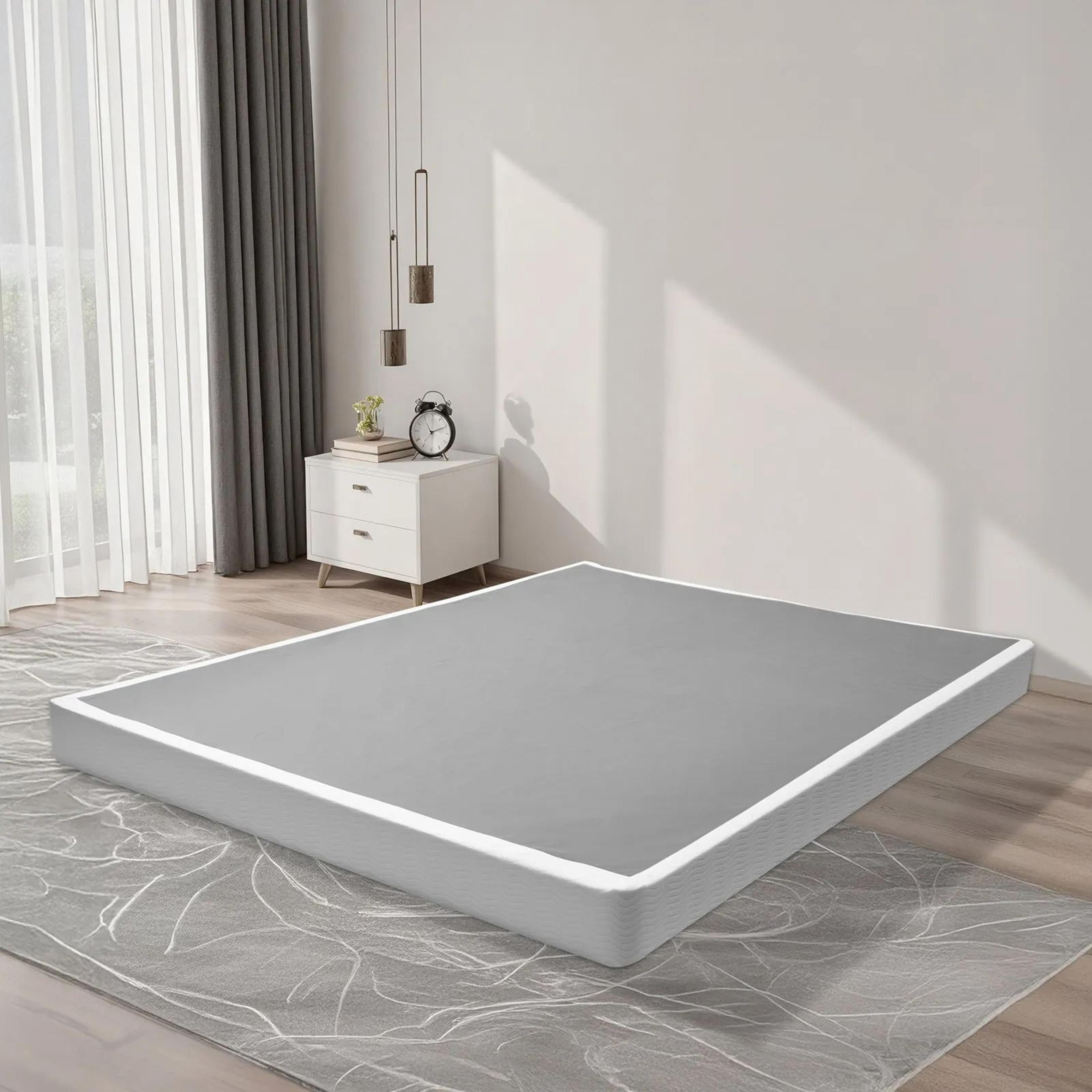 Queen Size Box Spring With Heavy Duty Metal Frame And Washable Fabric Cover 5