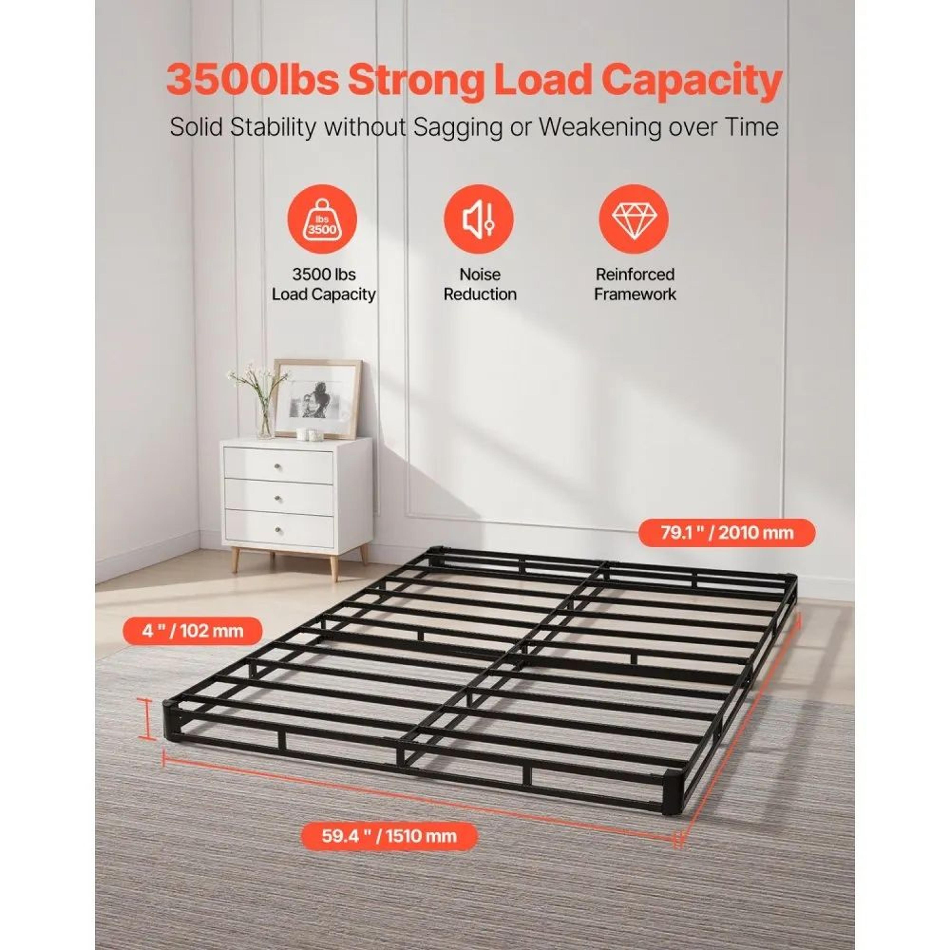 Queen Size Box Spring With Heavy Duty Metal Frame And Washable Fabric Cover 1