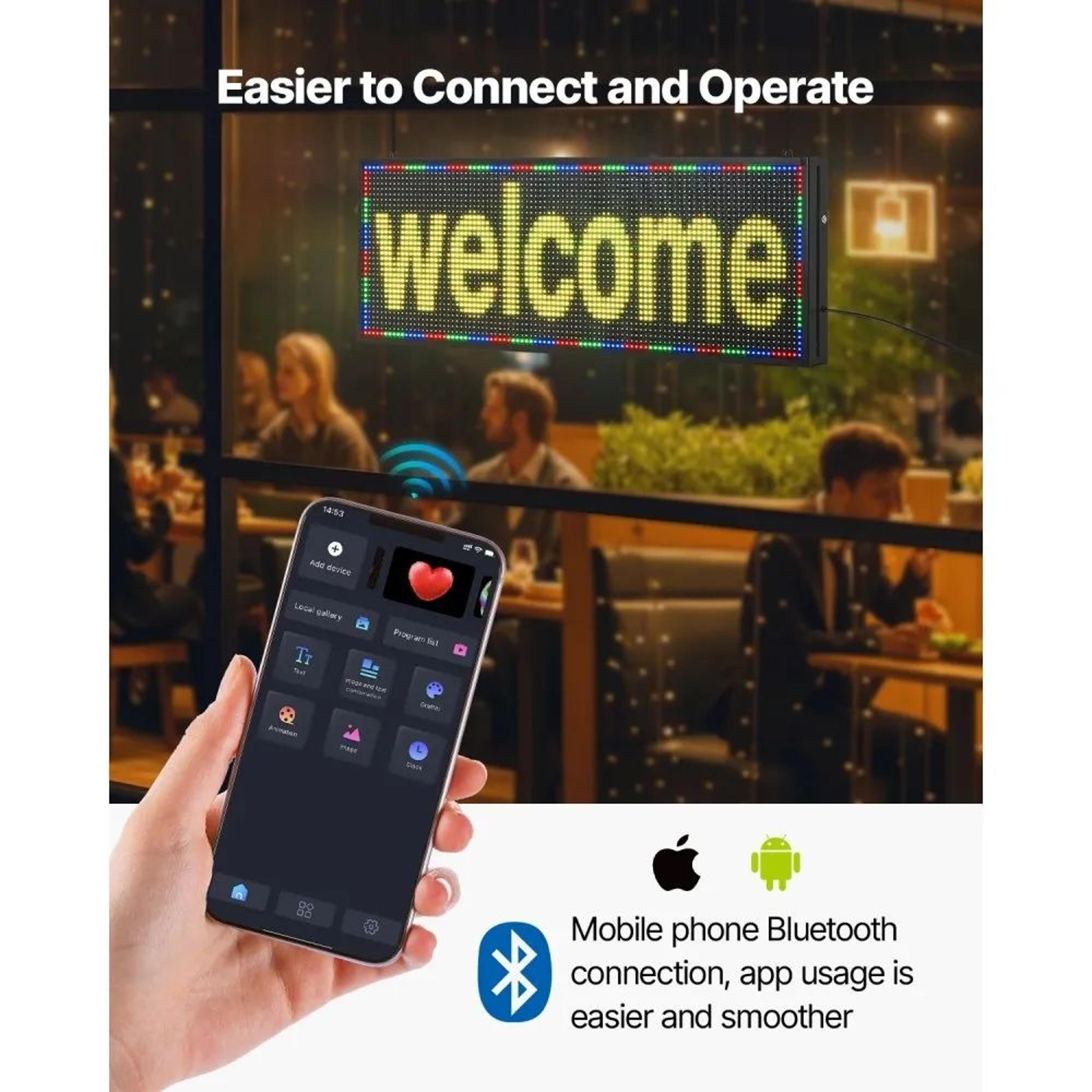 Programmable LED Sign With Bluetooth App Control Full Color Scrolling Display 1