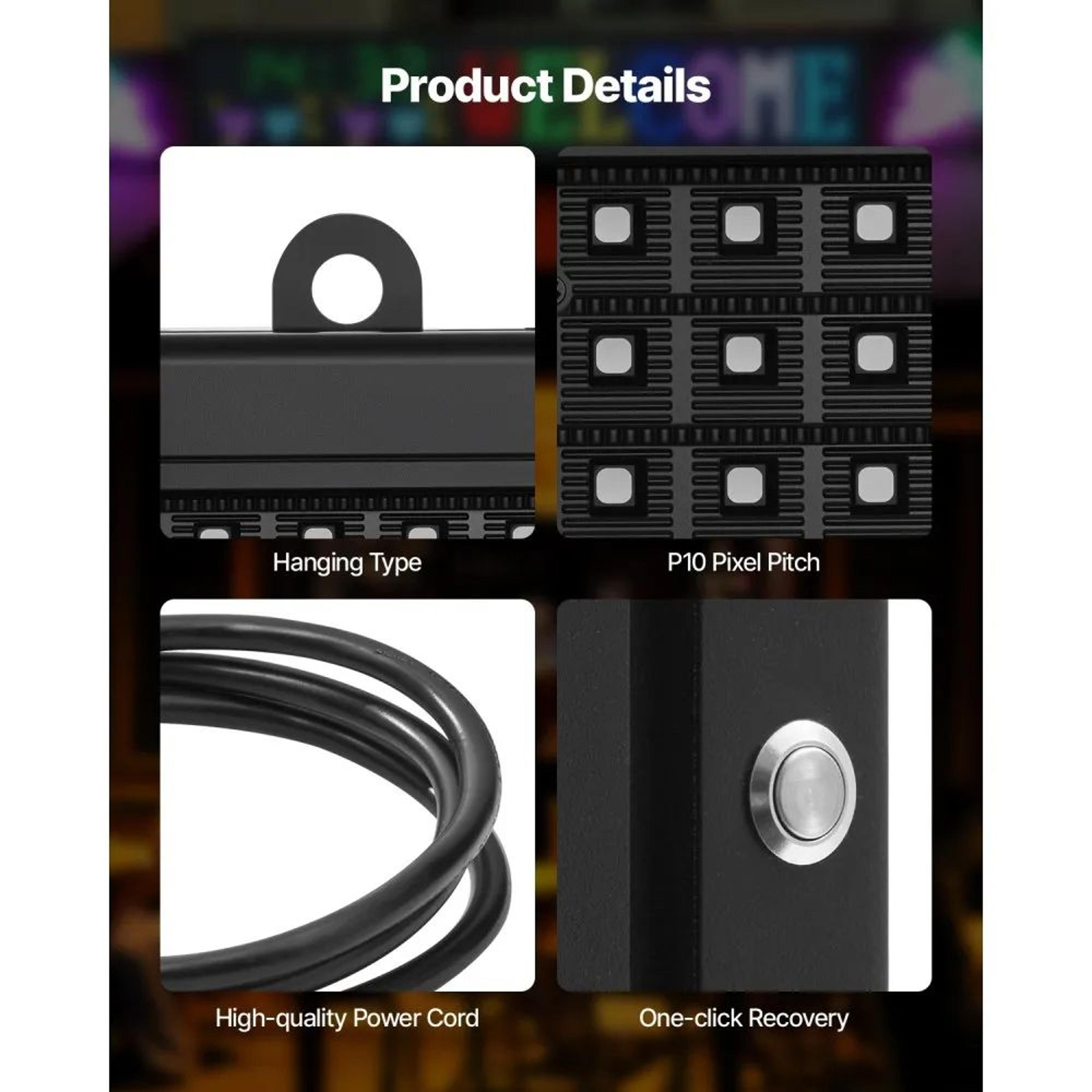 Programmable LED Sign With Bluetooth App Control Full Color Scrolling Display 5