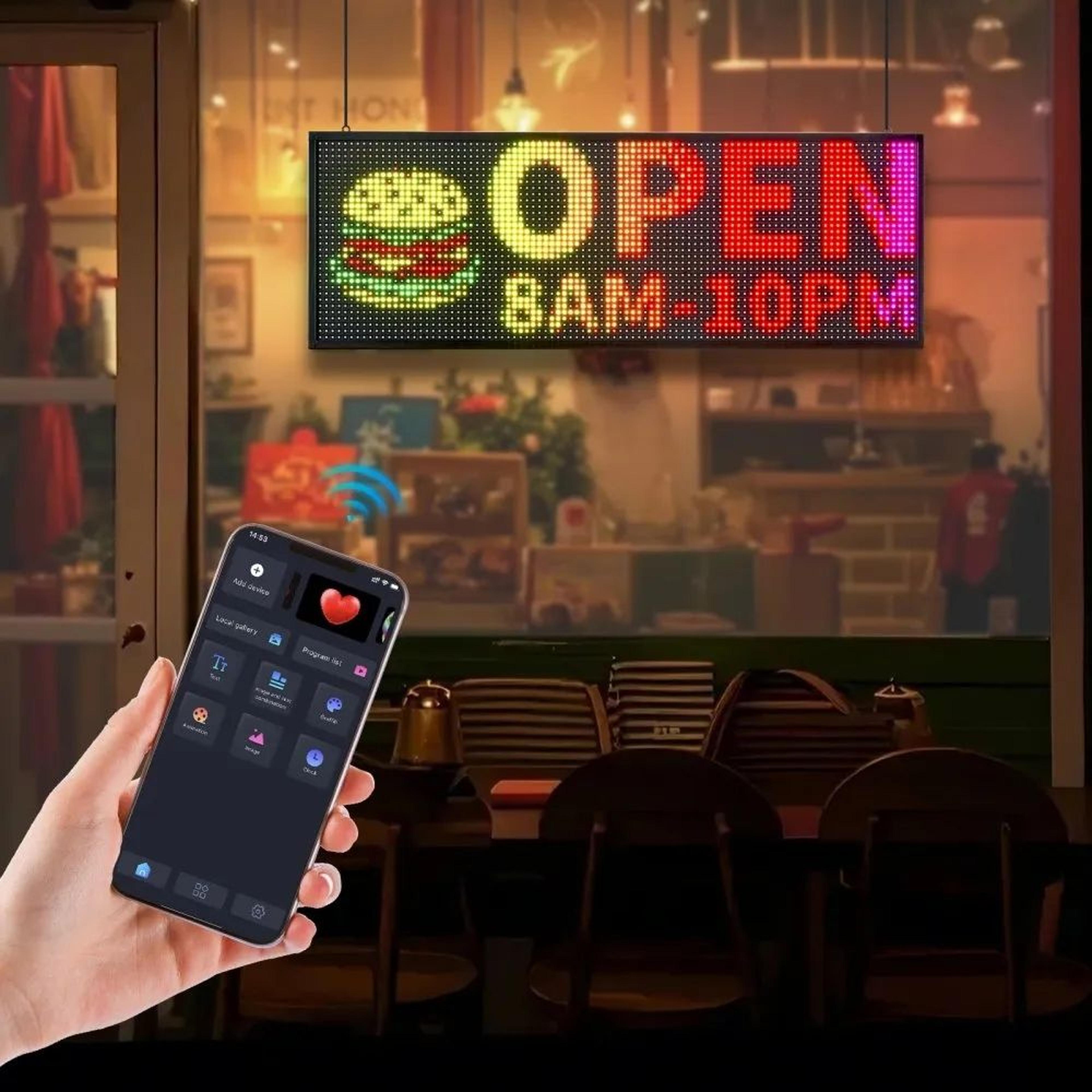 Programmable LED Sign With Bluetooth App Control Full Color Scrolling Display 6