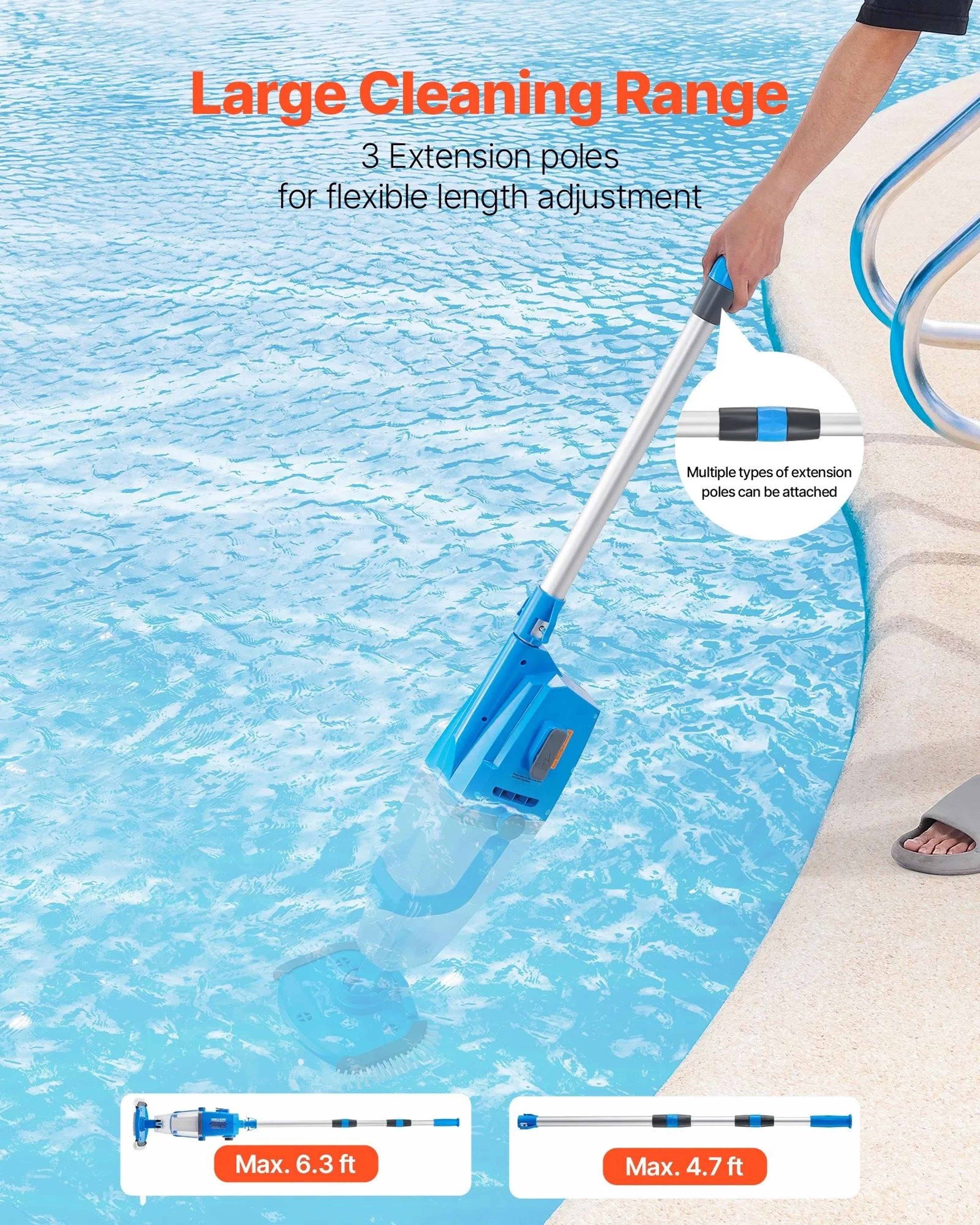 Cordless Pool Vacuum With 26 GPM Suction And Adjustable Extension Pole 1