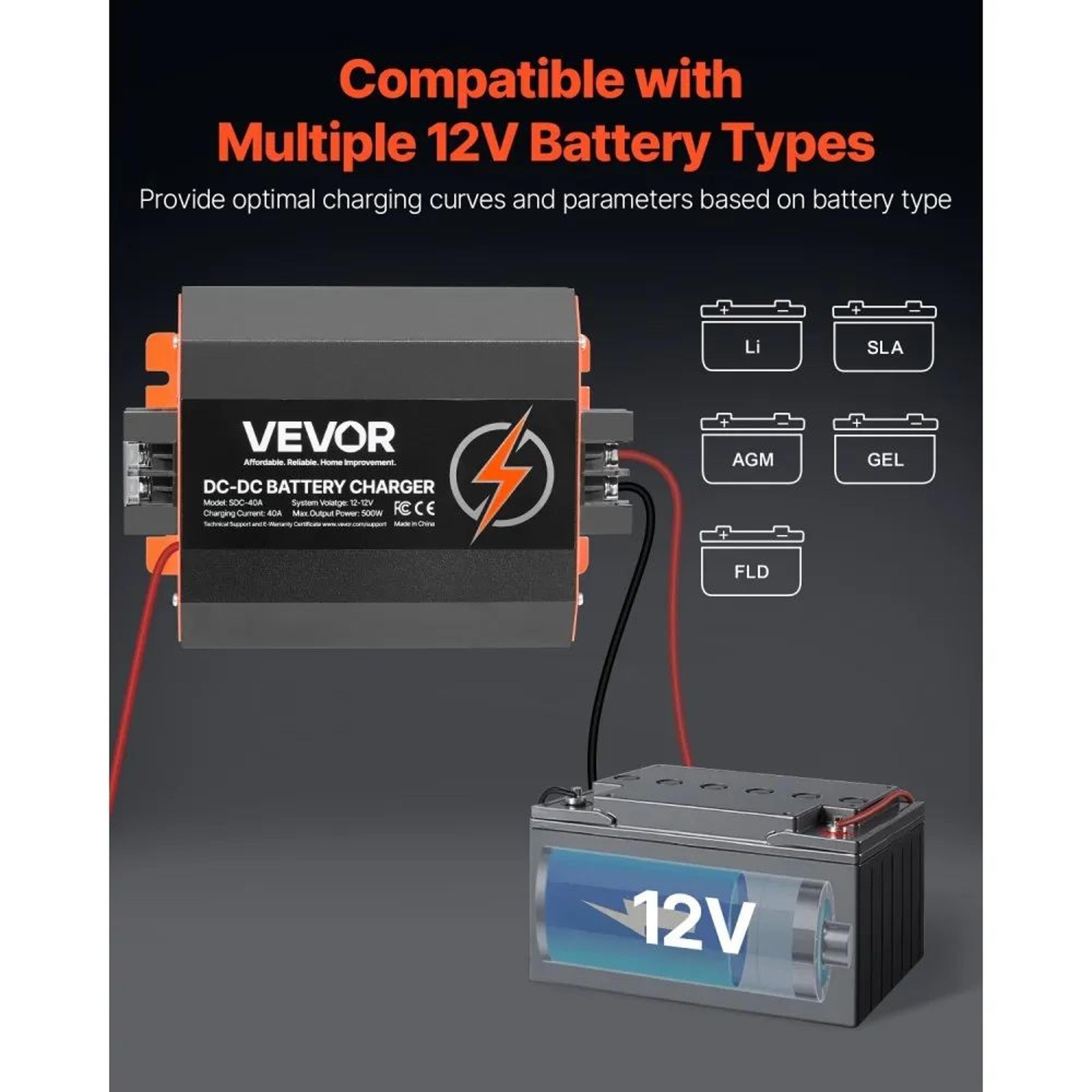 12V 40A DC To DC Battery Charger With 500W Power And Smart MultiStage Charging 5