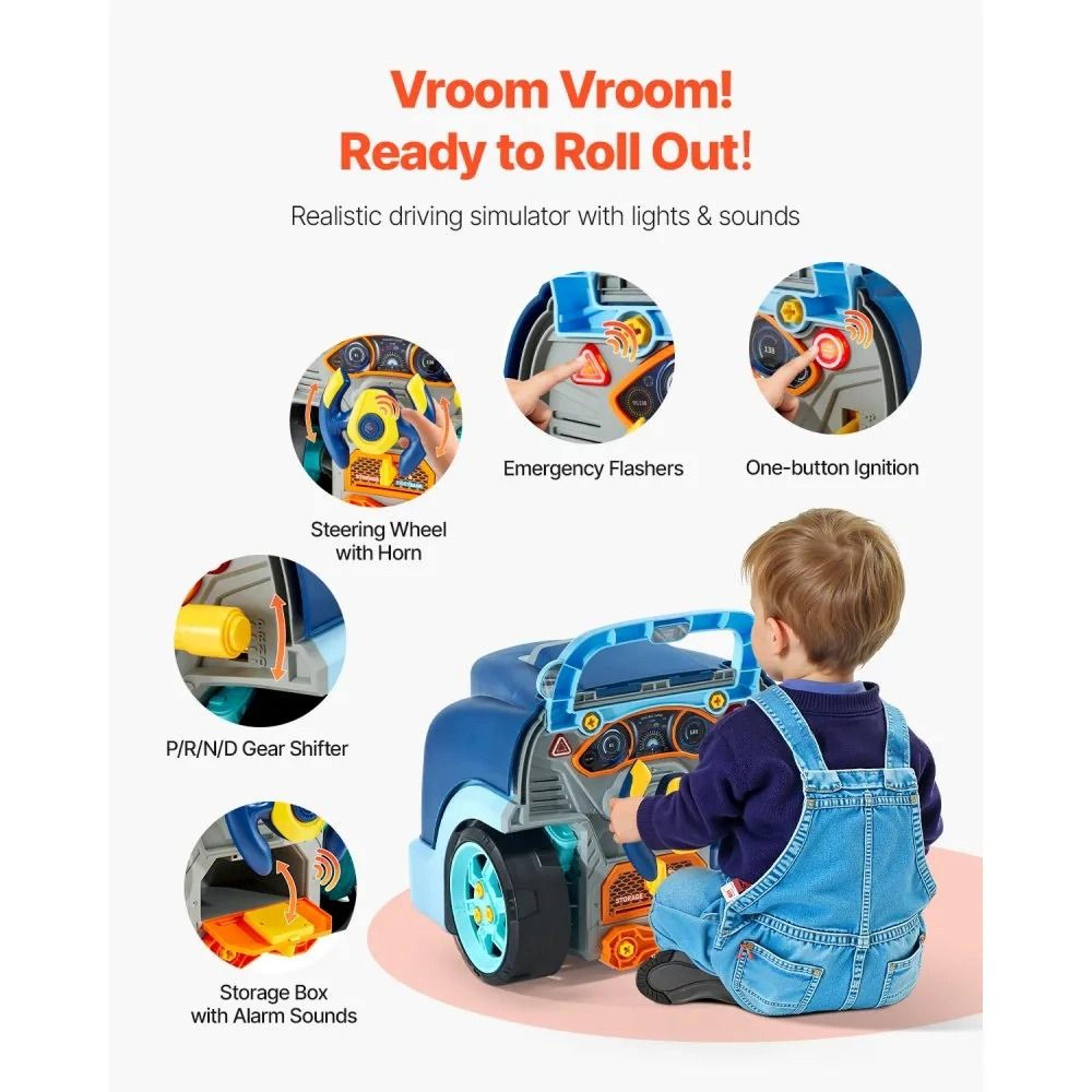 Kids Mechanic Engine Toy Car Repair Play Set With Lights And Sounds 4