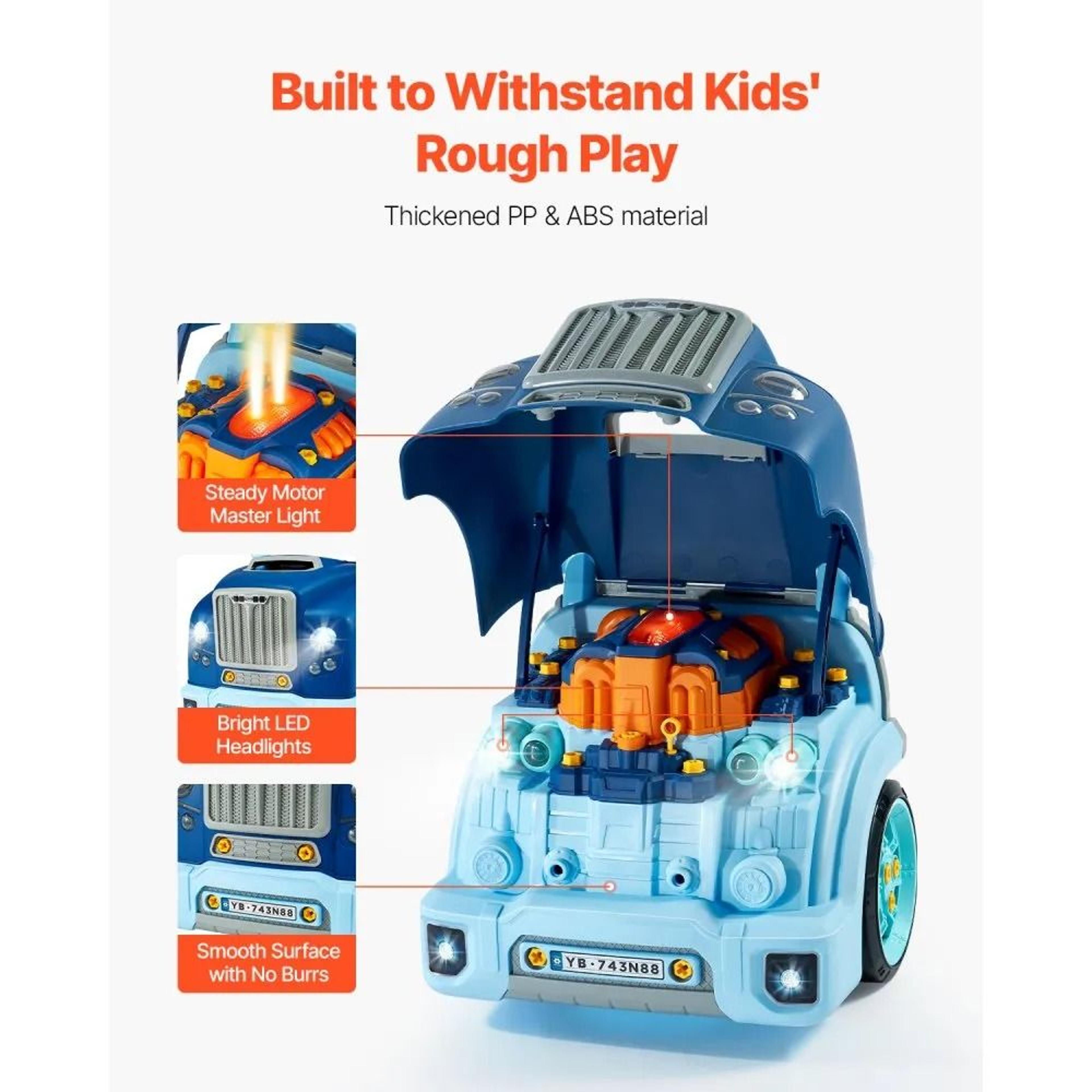 Kids Mechanic Engine Toy Car Repair Play Set With Lights And Sounds 3
