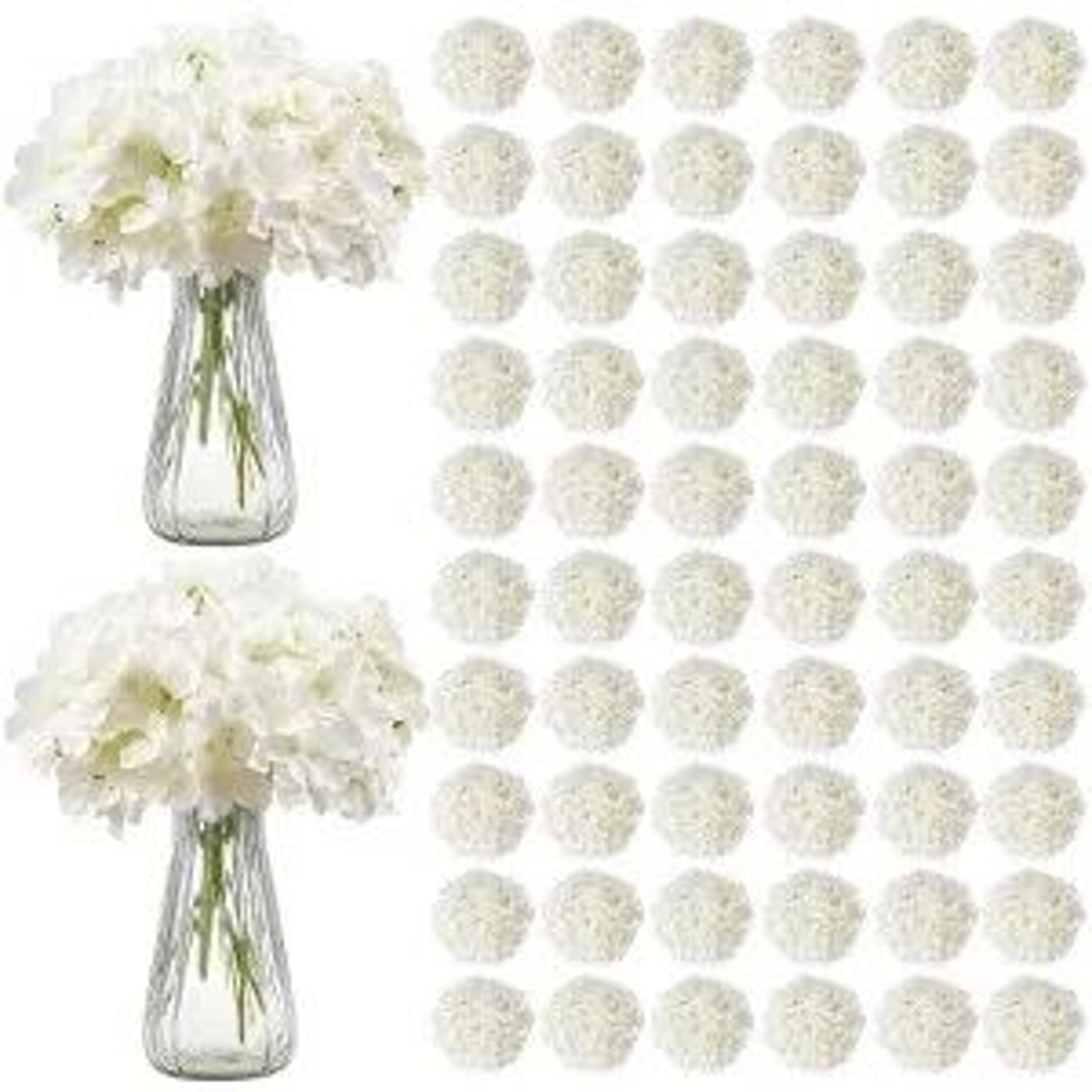 205Piece White Artificial Hydrangea Flowers With Silk Petals And Flexible Stems 5