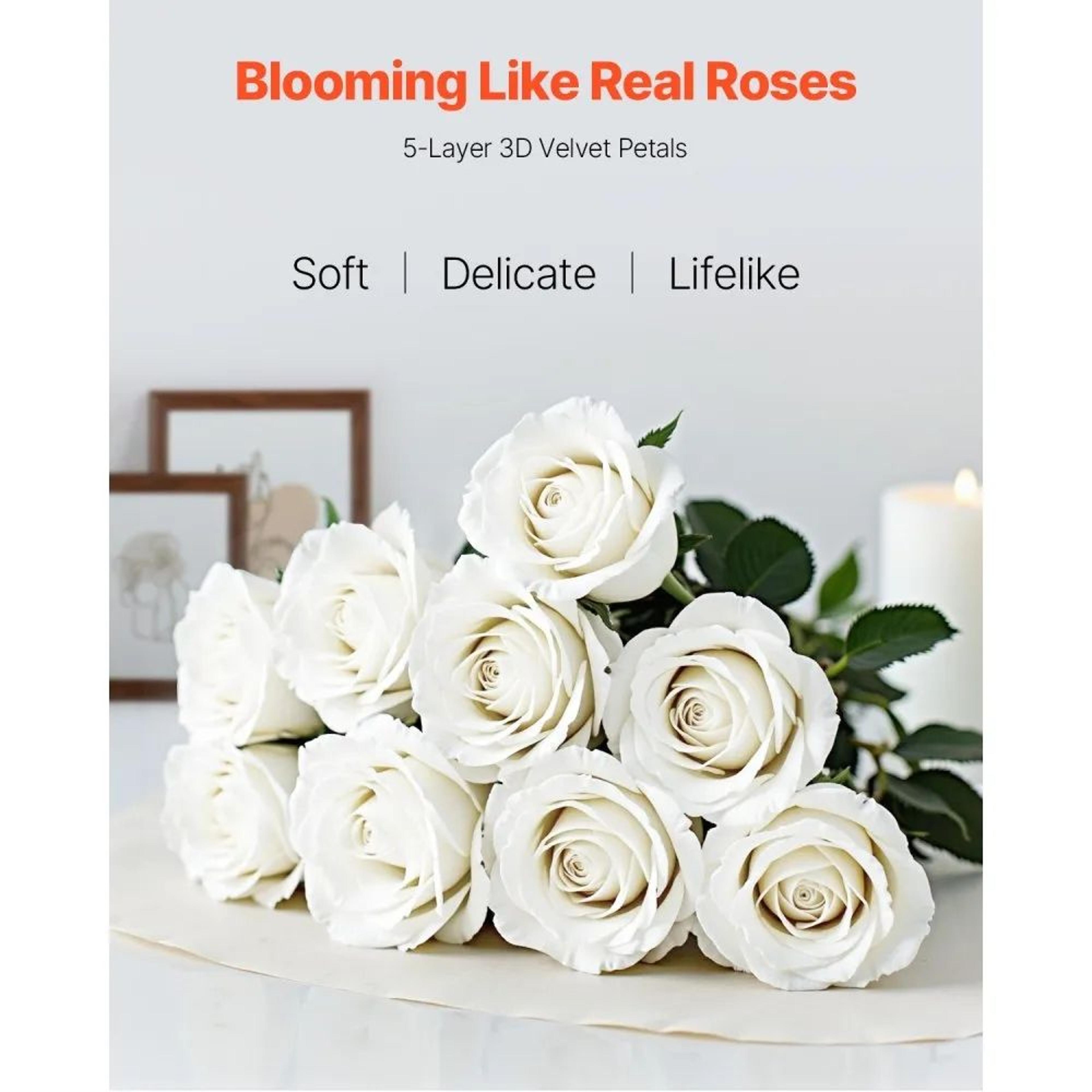 120 Pcs White Artificial Roses With Stems For Wedding Bouquets And DIY Floral Decor 1
