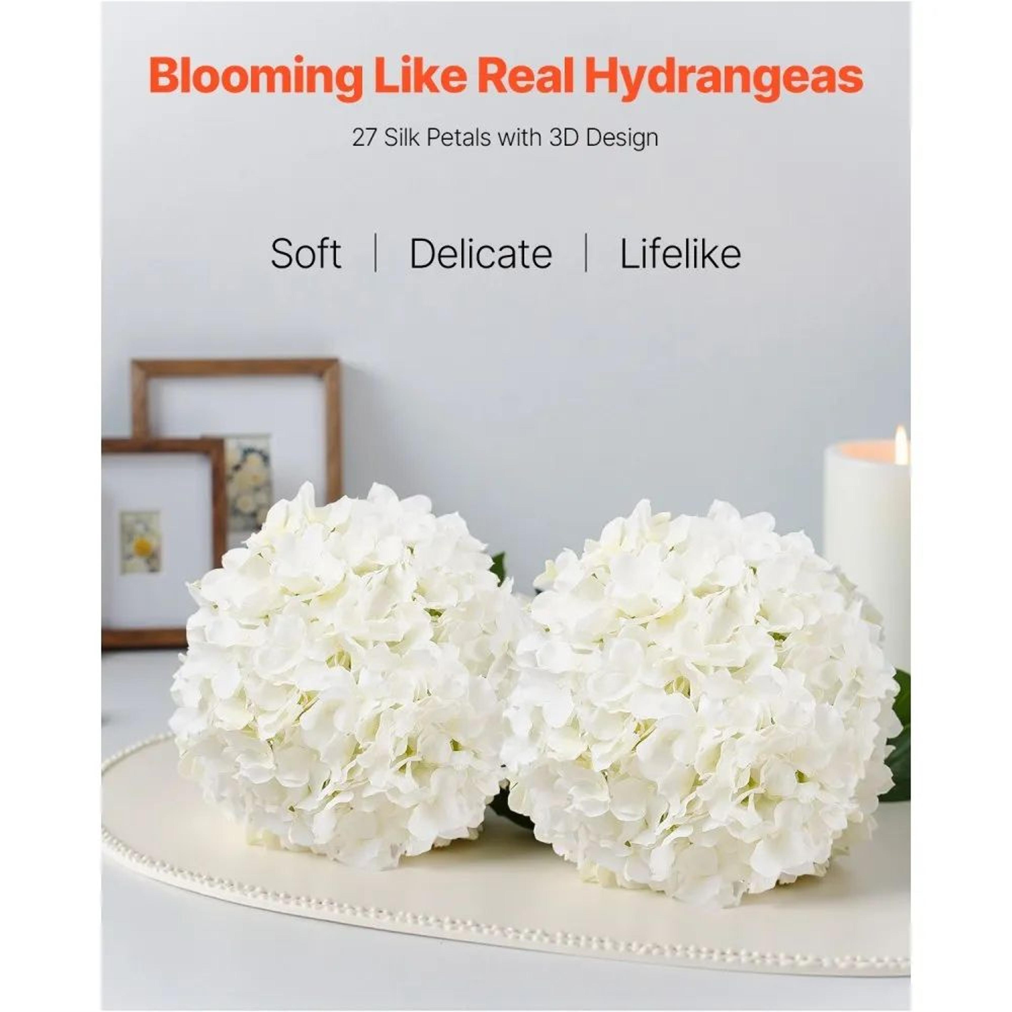 65 Pcs White Artificial Hydrangea Flowers With Silk Petals For Wedding Bouquets And DIY Decor 1